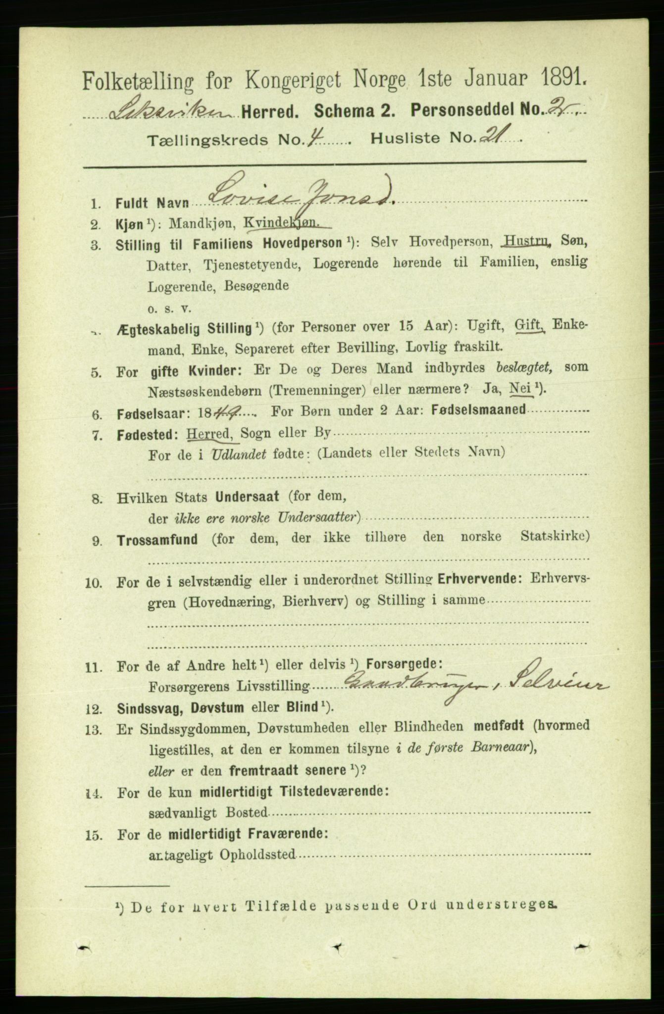 RA, 1891 census for 1718 Leksvik, 1891, p. 2049