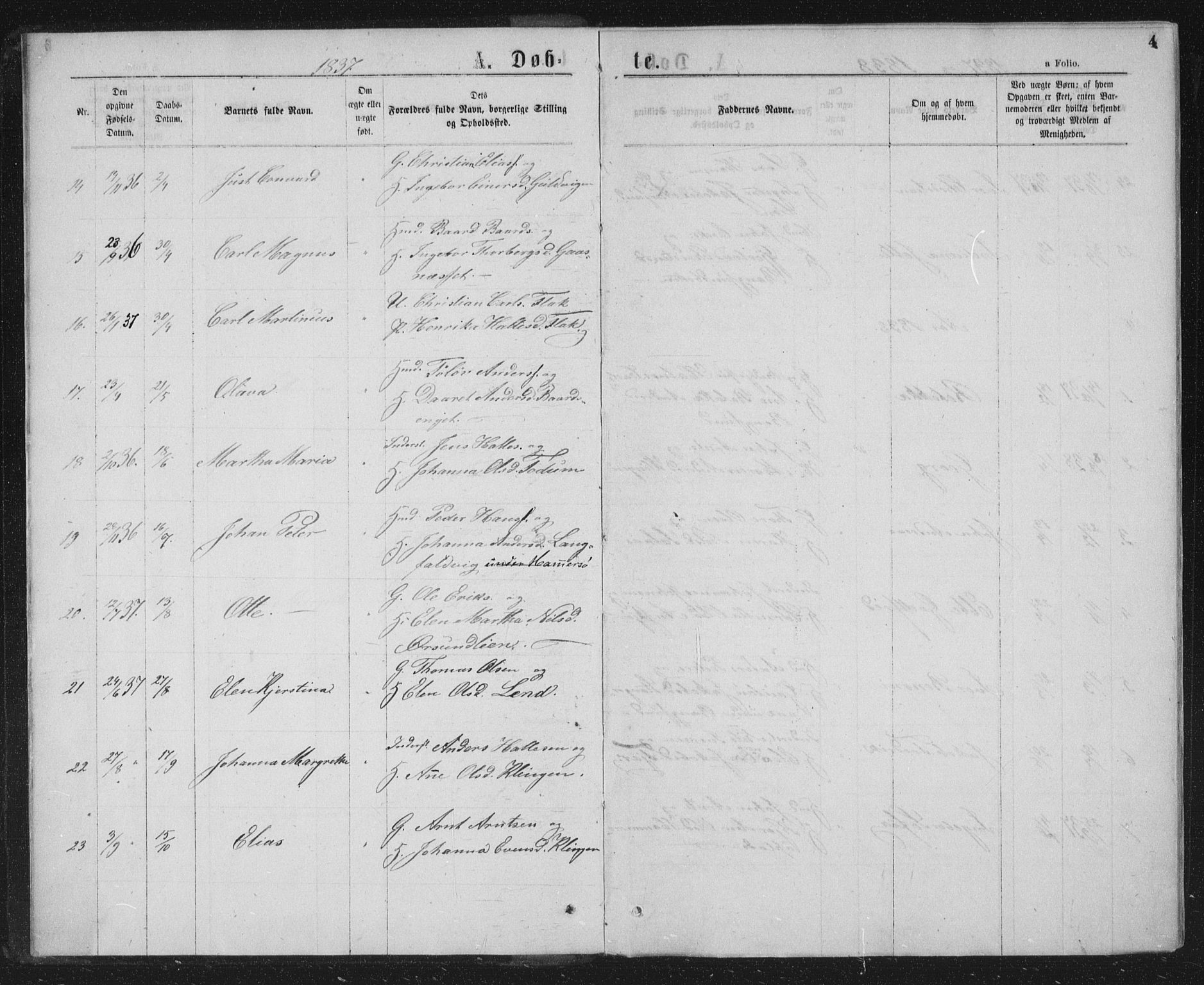 Ministerialprotokoller, klokkerbøker og fødselsregistre - Nord-Trøndelag, SAT/A-1458/768/L0566: Parish register (official) no. 768A01, 1836-1865, p. 4