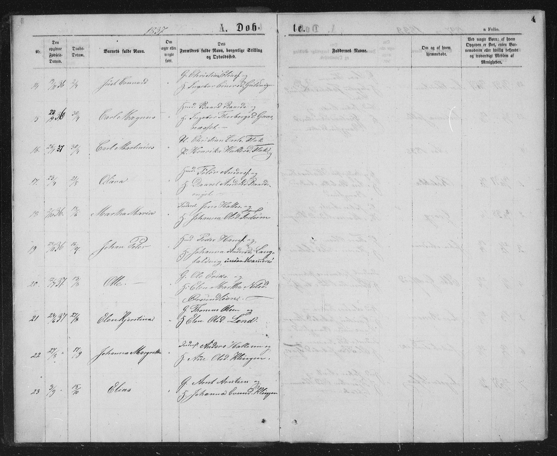 Ministerialprotokoller, klokkerbøker og fødselsregistre - Nord-Trøndelag, AV/SAT-A-1458/768/L0566: Parish register (official) no. 768A01, 1836-1865, p. 4