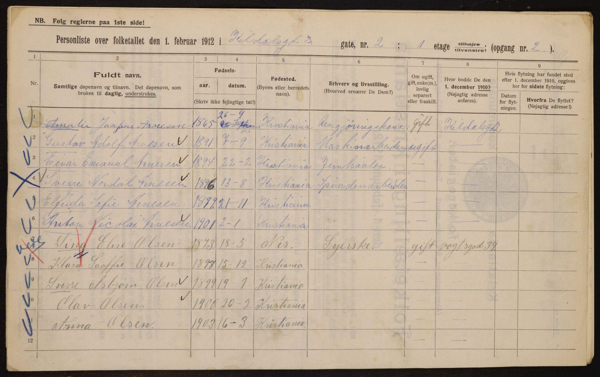 OBA, Municipal Census 1912 for Kristiania, 1912, p. 49745