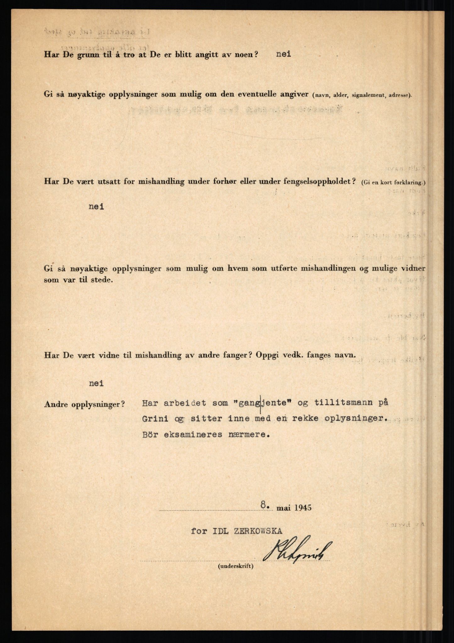 Rikspolitisjefen, AV/RA-S-1560/L/L0019: Utenlandske fanger, 1940-1945, p. 520