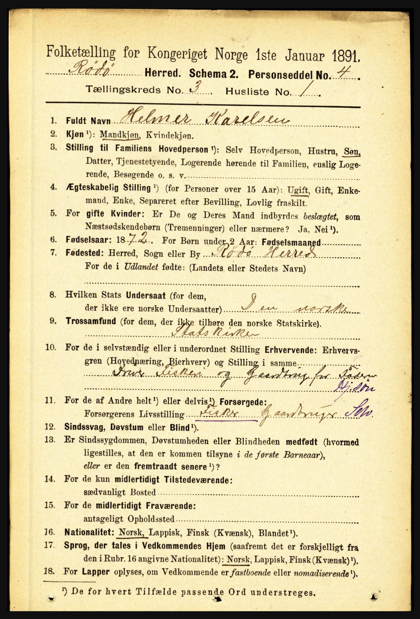 RA, 1891 census for 1836 Rødøy, 1891, p. 827