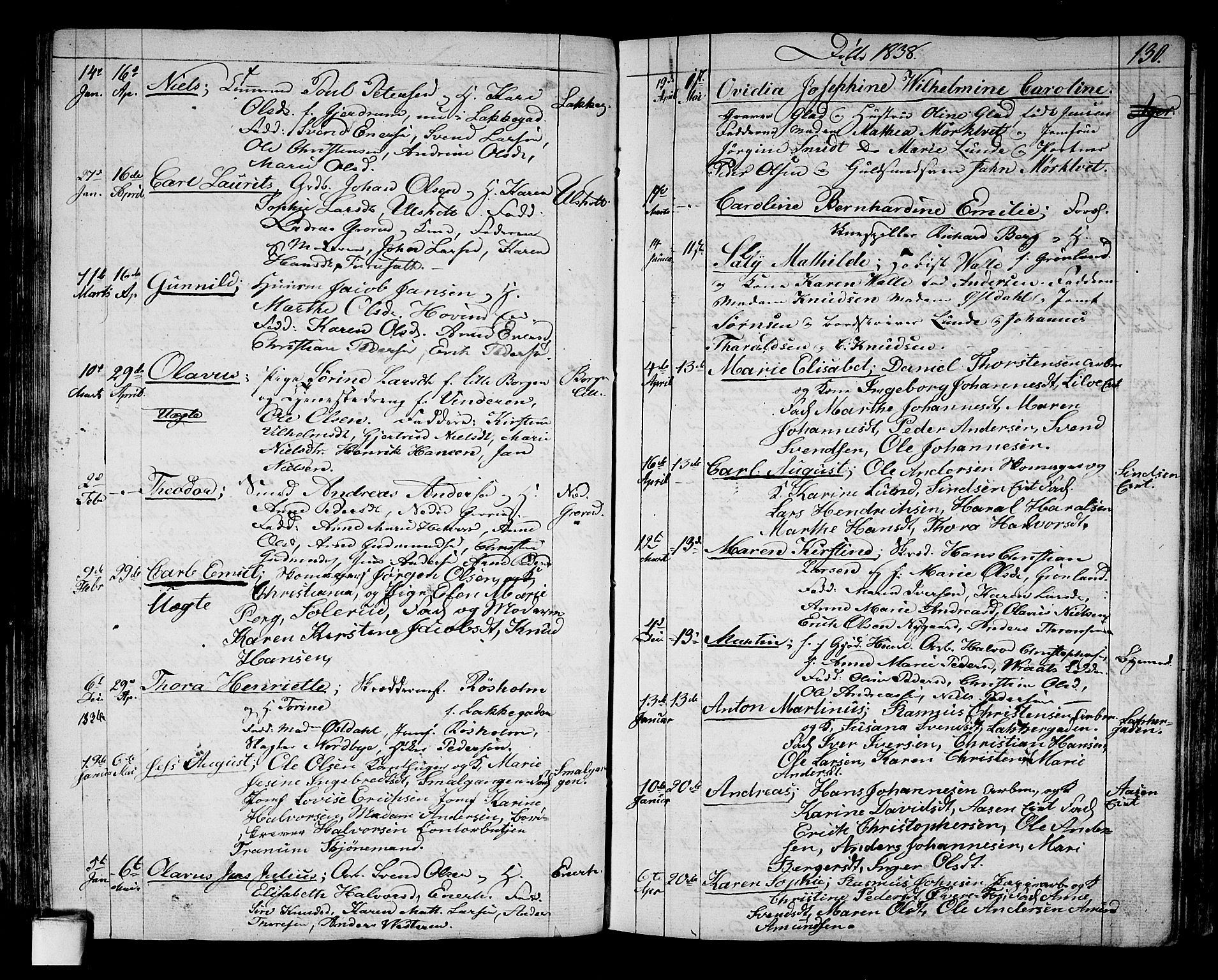 Aker prestekontor kirkebøker, SAO/A-10861/G/L0006: Parish register (copy) no. 6, 1830-1838, p. 130