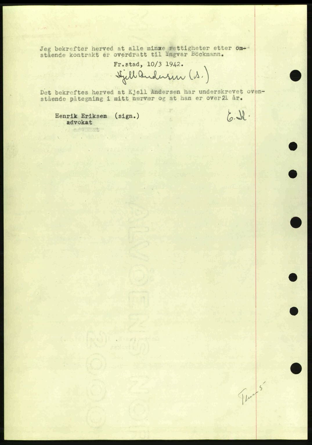 Fredrikstad byfogd, AV/SAO-A-10473a/G/Ga/Gac/L0002: Mortgage book no. A32a, 1940-1945, Diary no: : 169/1942