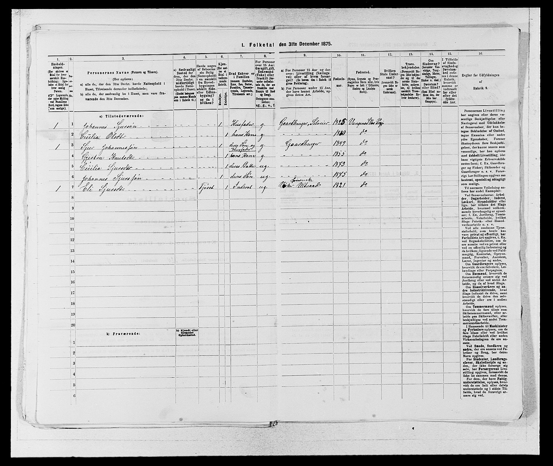 SAB, 1875 census for 1235P Voss, 1875, p. 1144