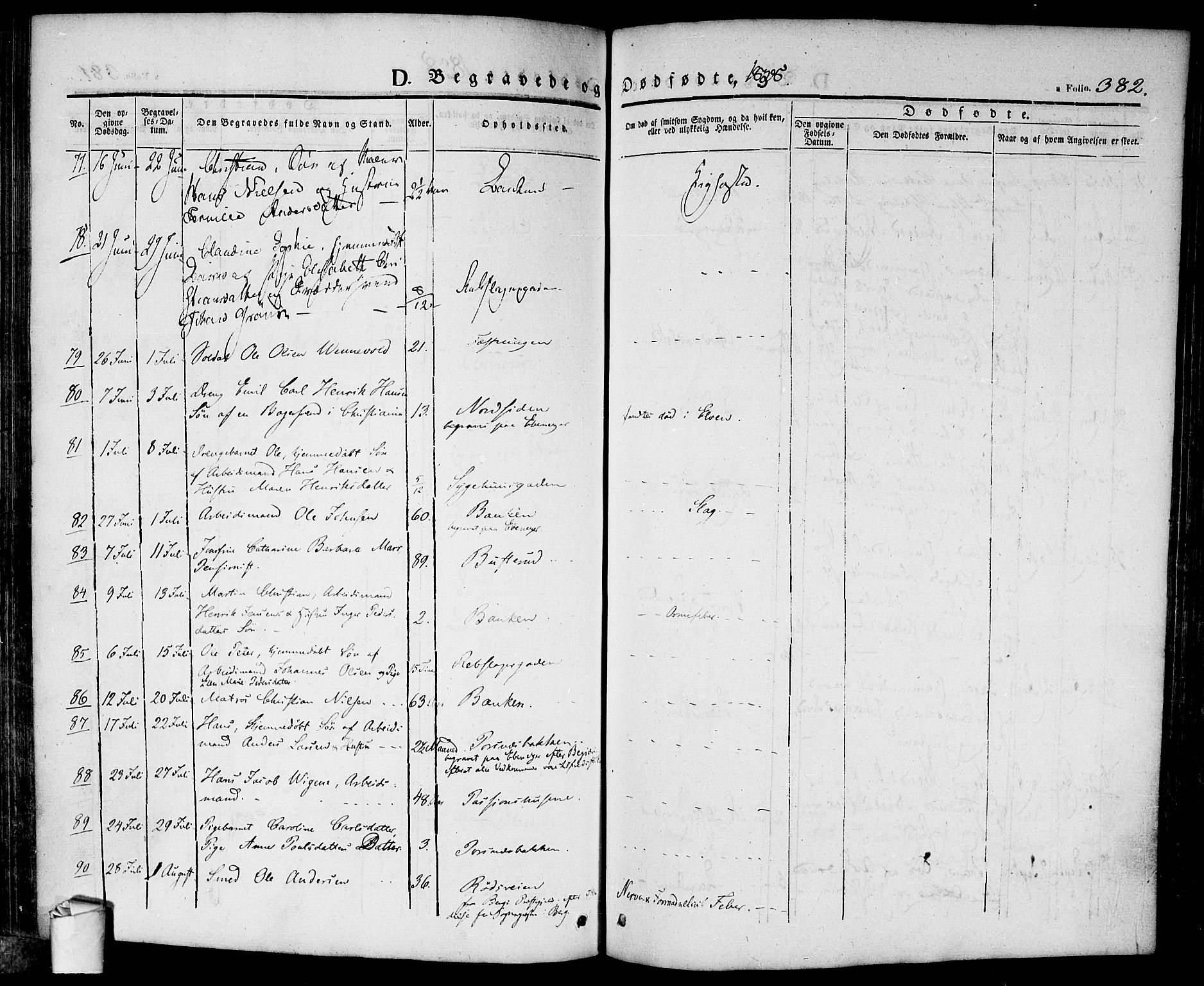 Halden prestekontor Kirkebøker, AV/SAO-A-10909/F/Fa/L0005: Parish register (official) no. I 5, 1834-1845, p. 382