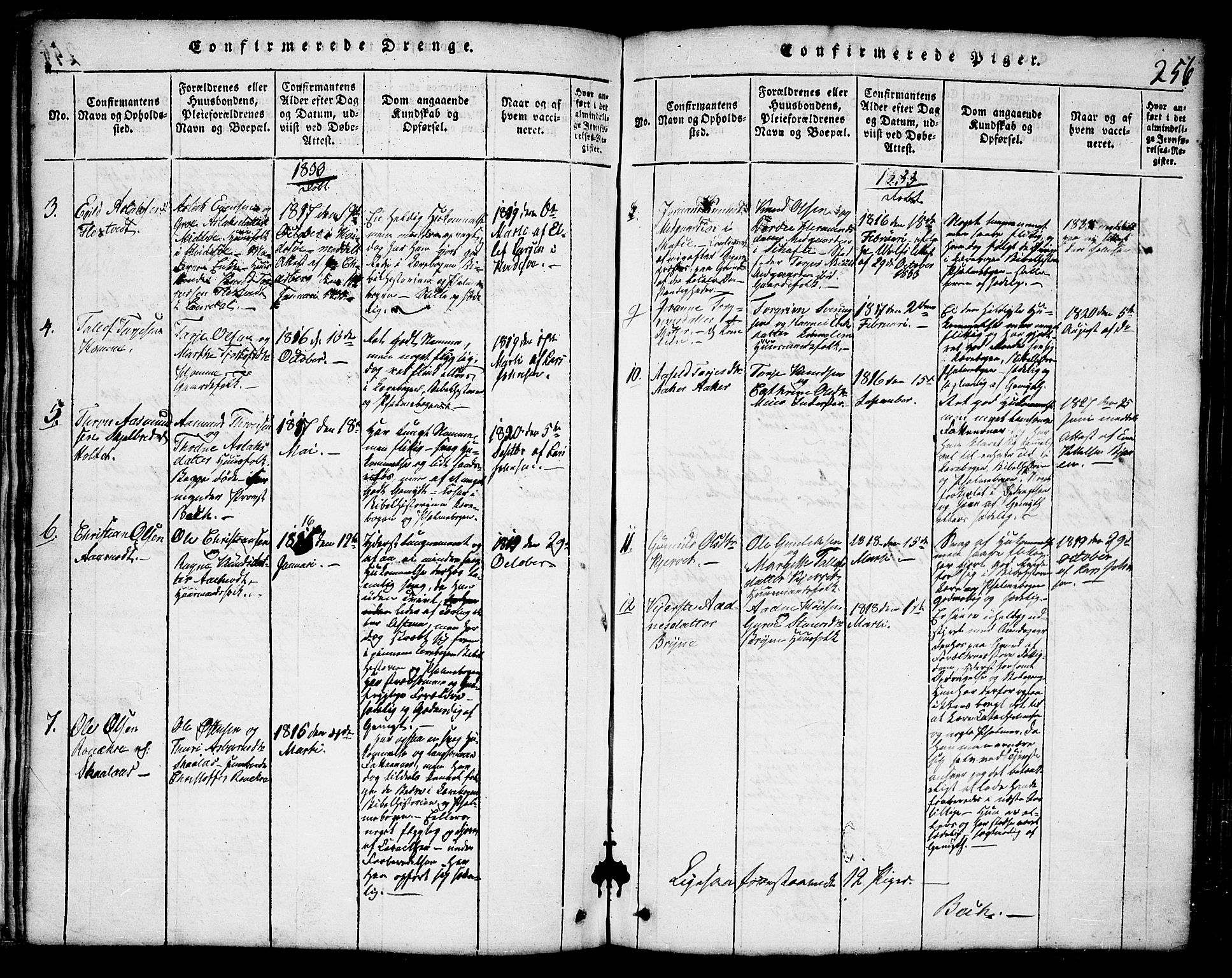 Lårdal kirkebøker, SAKO/A-284/G/Ga/L0001: Parish register (copy) no. I 1, 1815-1861, p. 256
