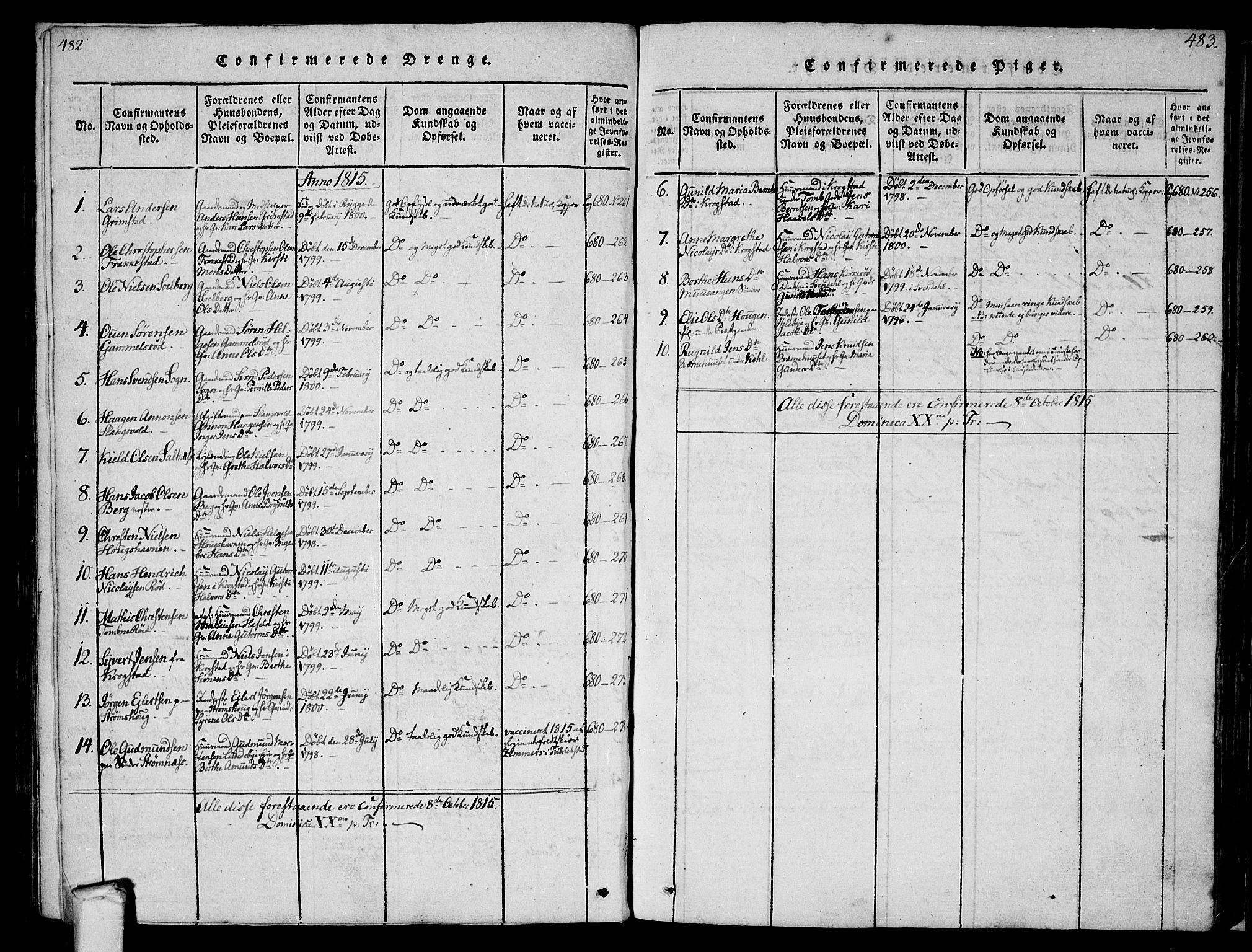 Råde prestekontor kirkebøker, AV/SAO-A-2009/F/Fa/L0004: Parish register (official) no. 4, 1814-1830, p. 482-483