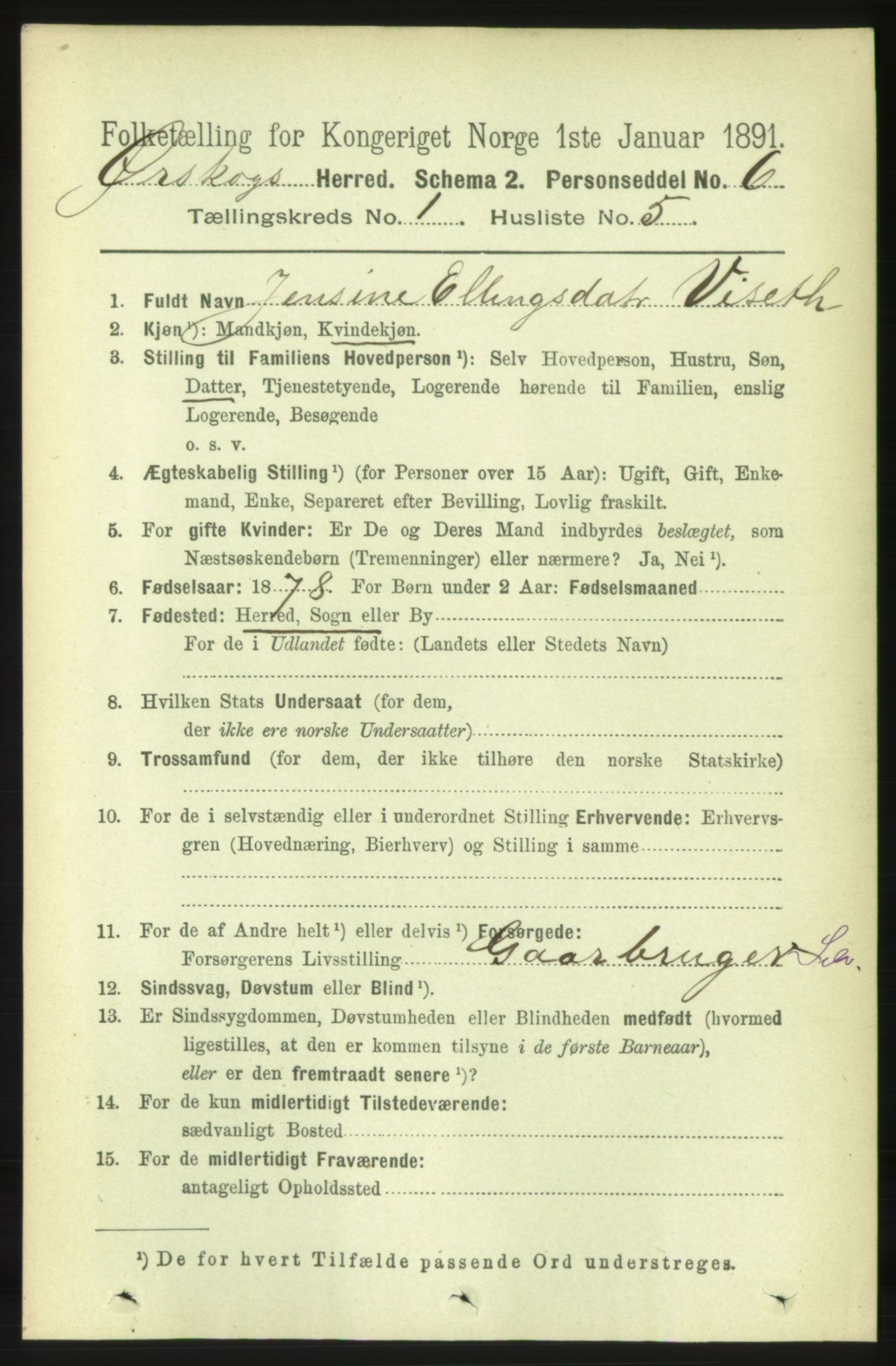 RA, 1891 census for 1527 Ørskog, 1891, p. 117