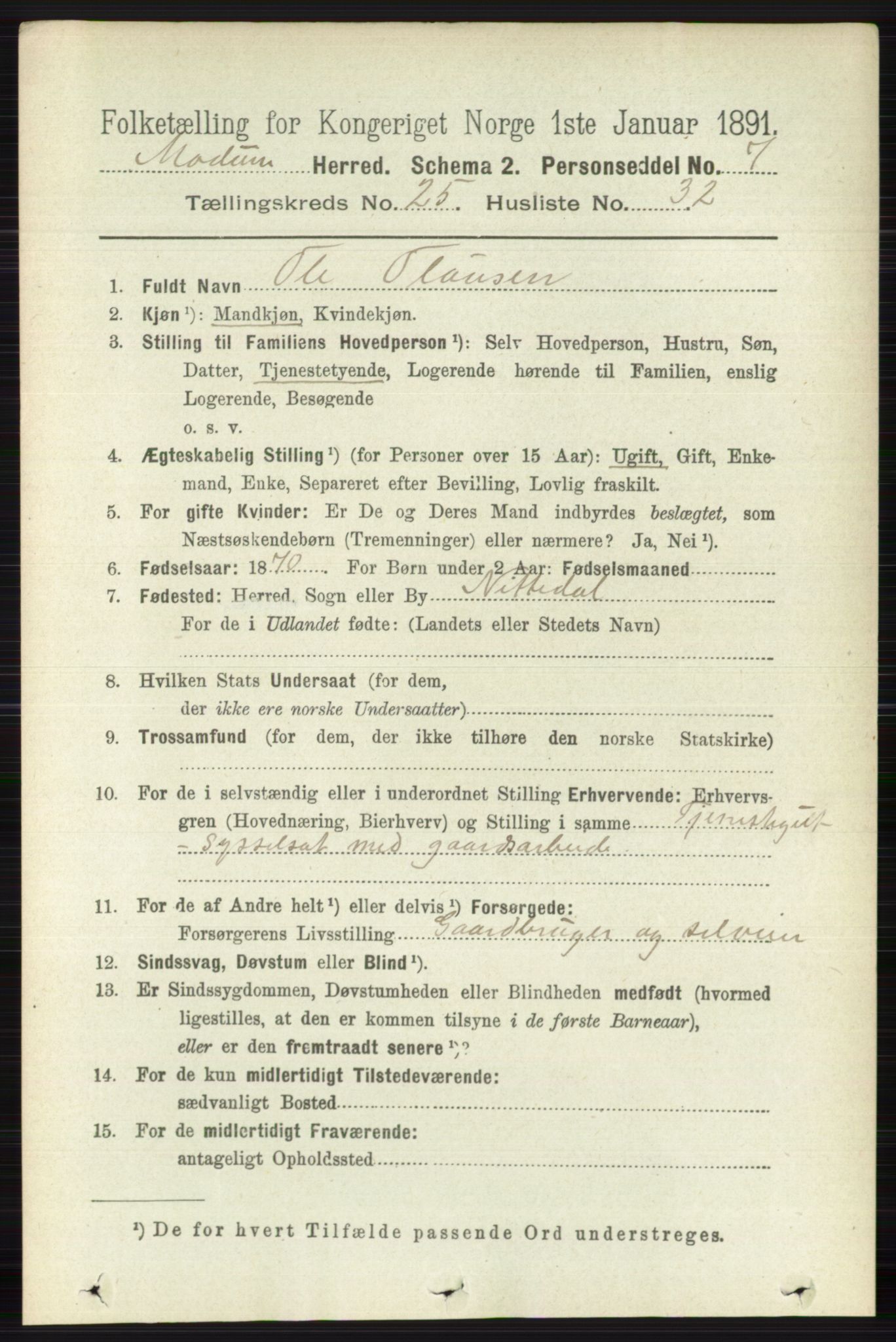 RA, 1891 census for 0623 Modum, 1891, p. 9212