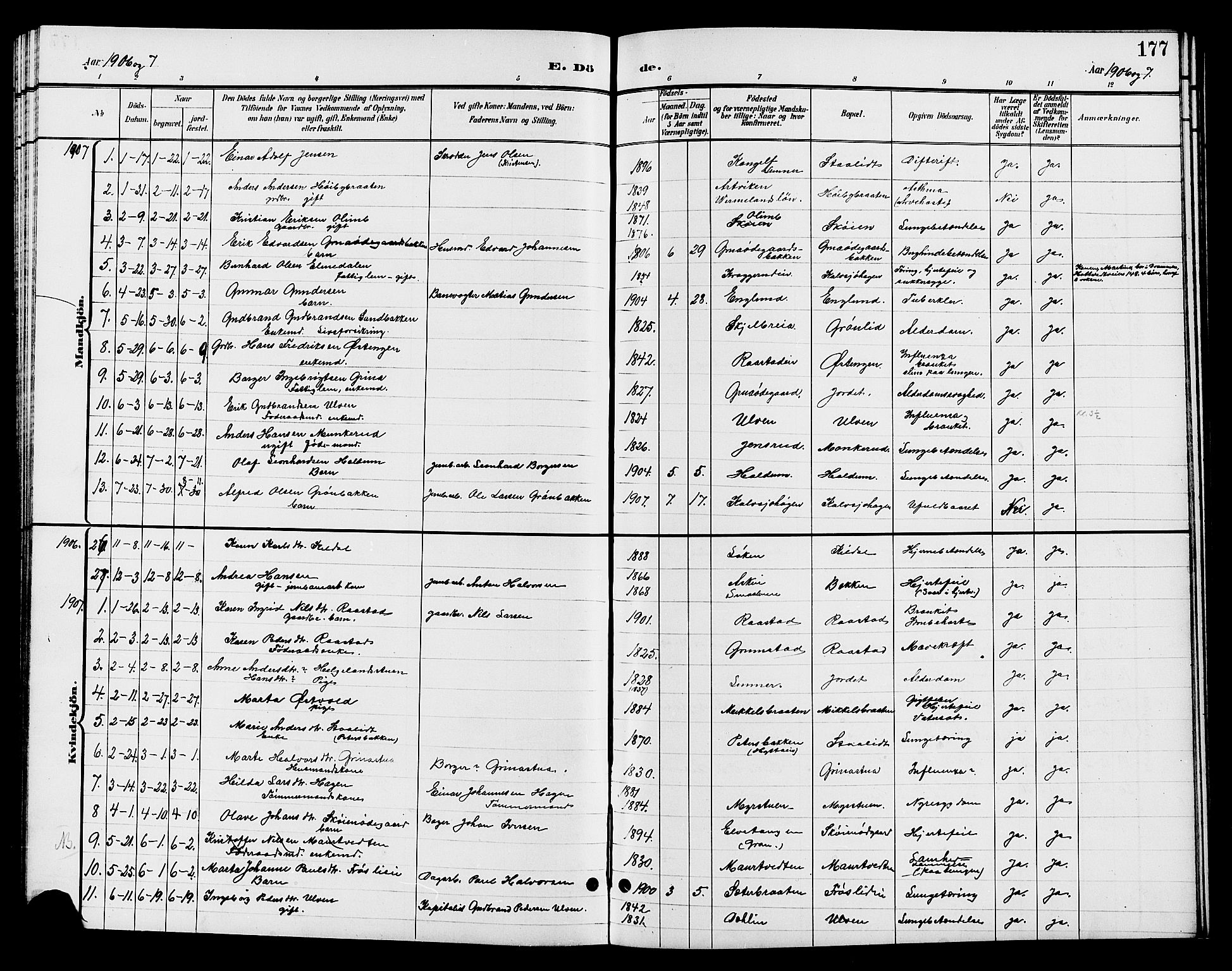 Jevnaker prestekontor, SAH/PREST-116/H/Ha/Hab/L0003: Parish register (copy) no. 3, 1896-1909, p. 177