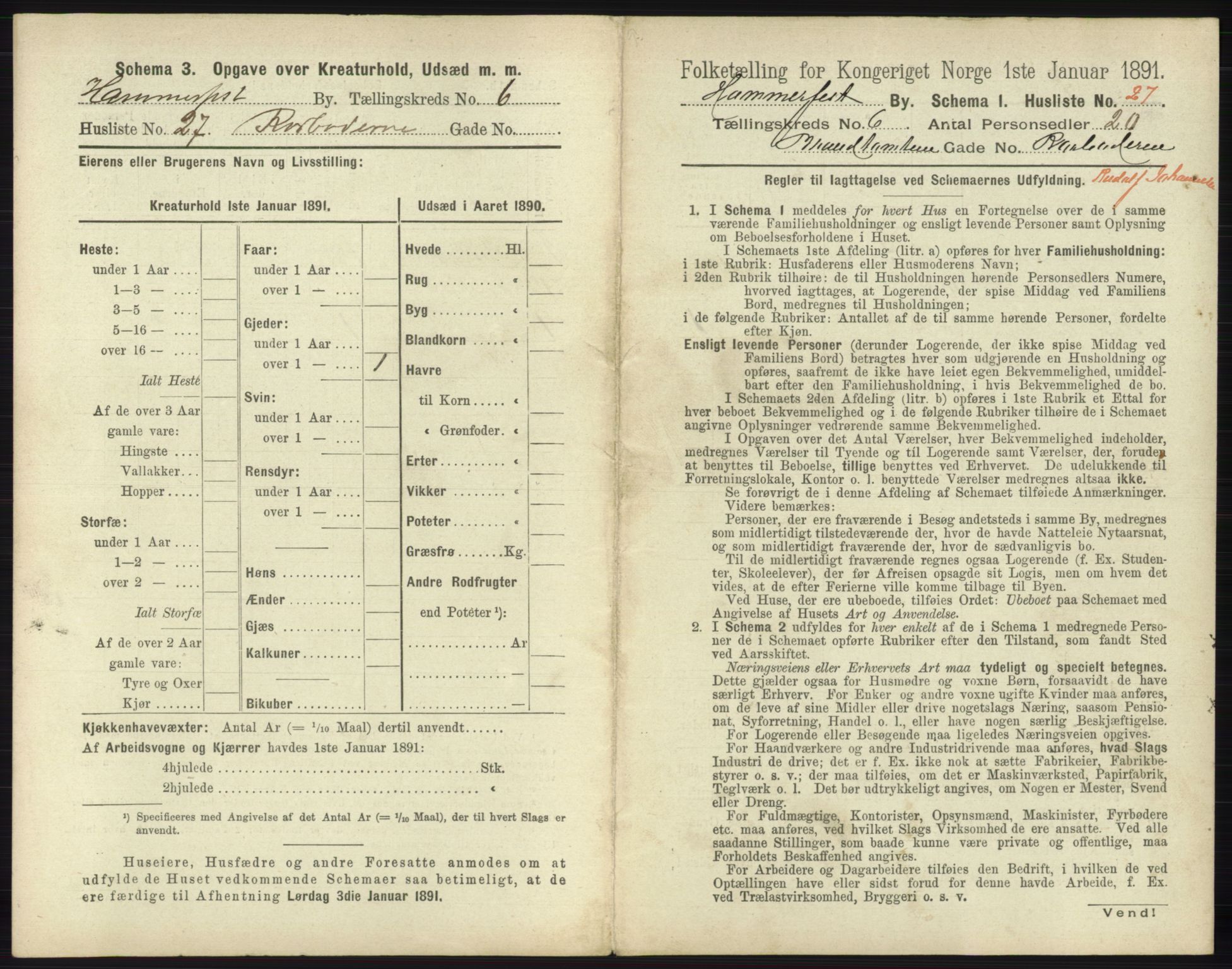 RA, 1891 census for 2001 Hammerfest, 1891, p. 1684