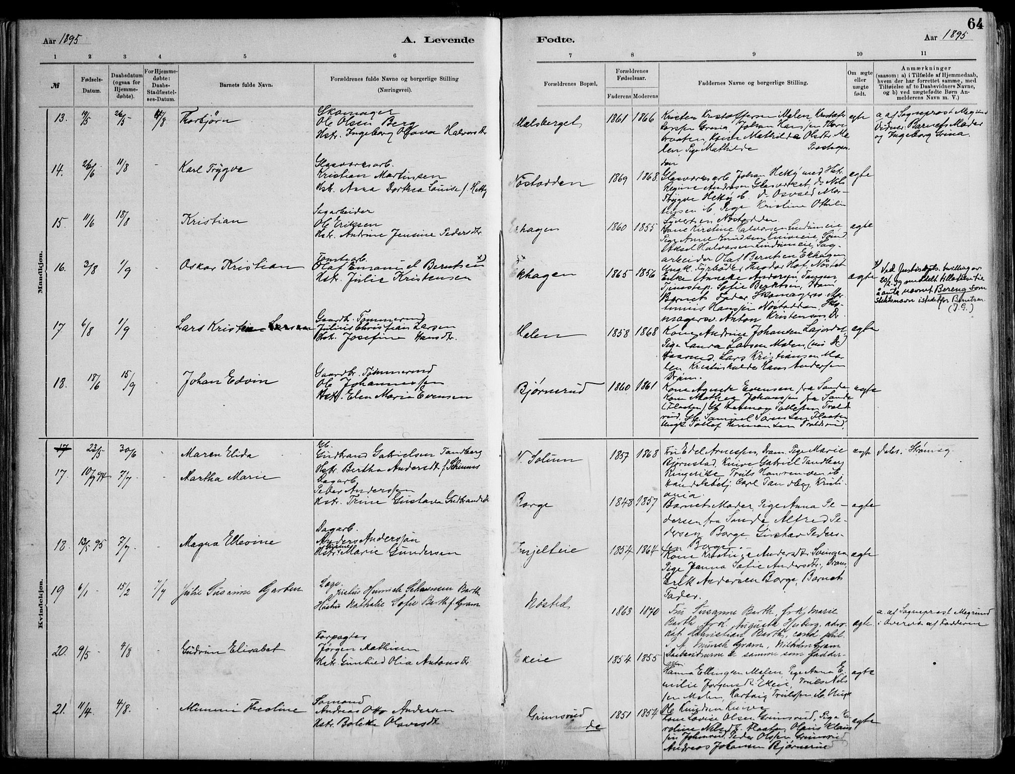 Skoger kirkebøker, SAKO/A-59/F/Fa/L0006: Parish register (official) no. I 6, 1885-1910, p. 64