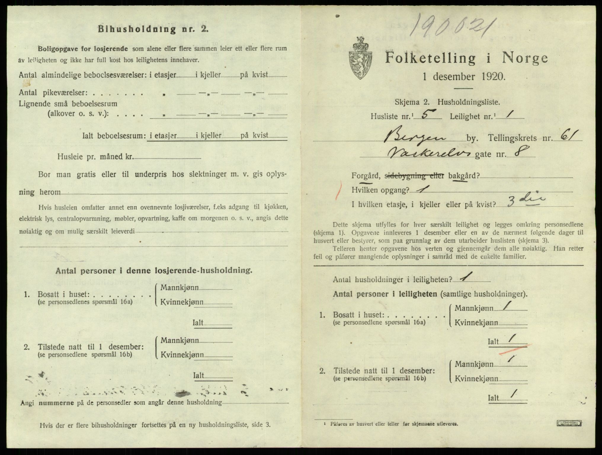 SAB, 1920 census for Bergen, 1920, p. 31683