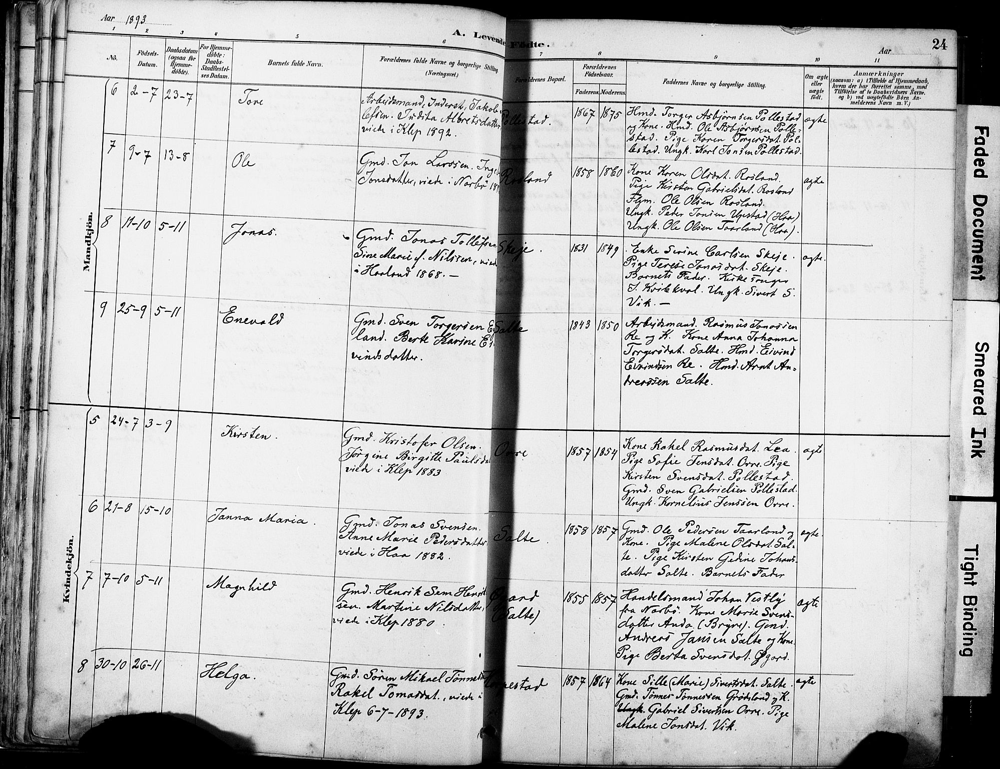 Klepp sokneprestkontor, AV/SAST-A-101803/001/3/30BA/L0007: Parish register (official) no. A 8, 1886-1912, p. 24