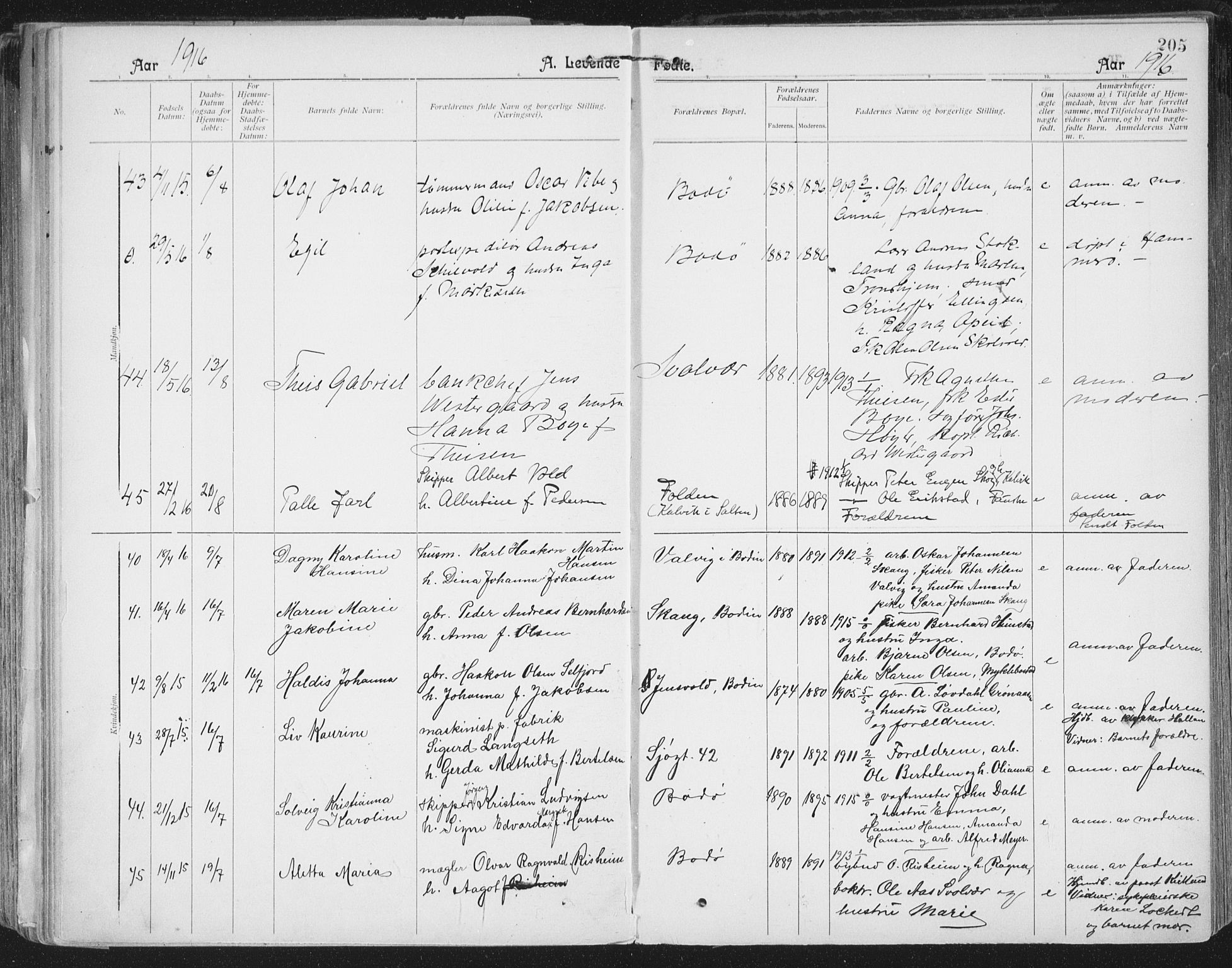 Ministerialprotokoller, klokkerbøker og fødselsregistre - Nordland, SAT/A-1459/801/L0011: Parish register (official) no. 801A11, 1900-1916, p. 205