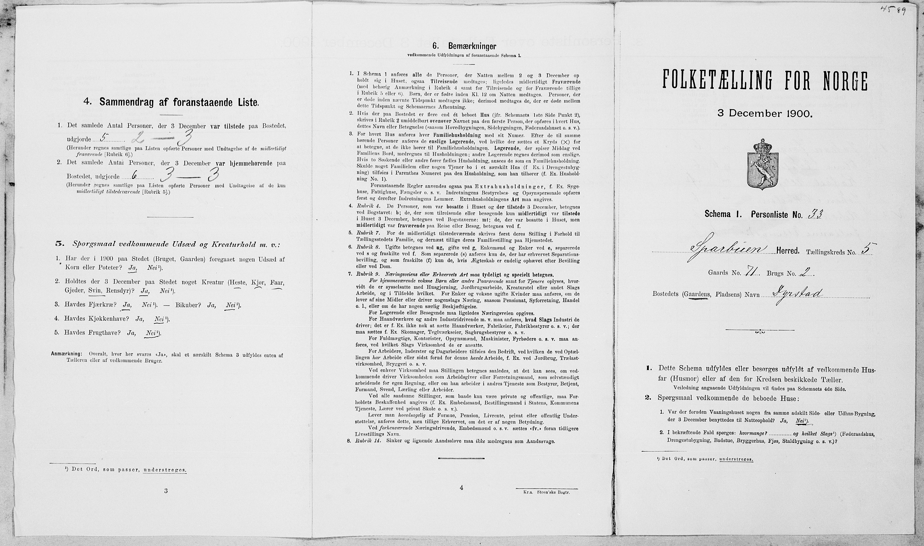 SAT, 1900 census for Sparbu, 1900, p. 667