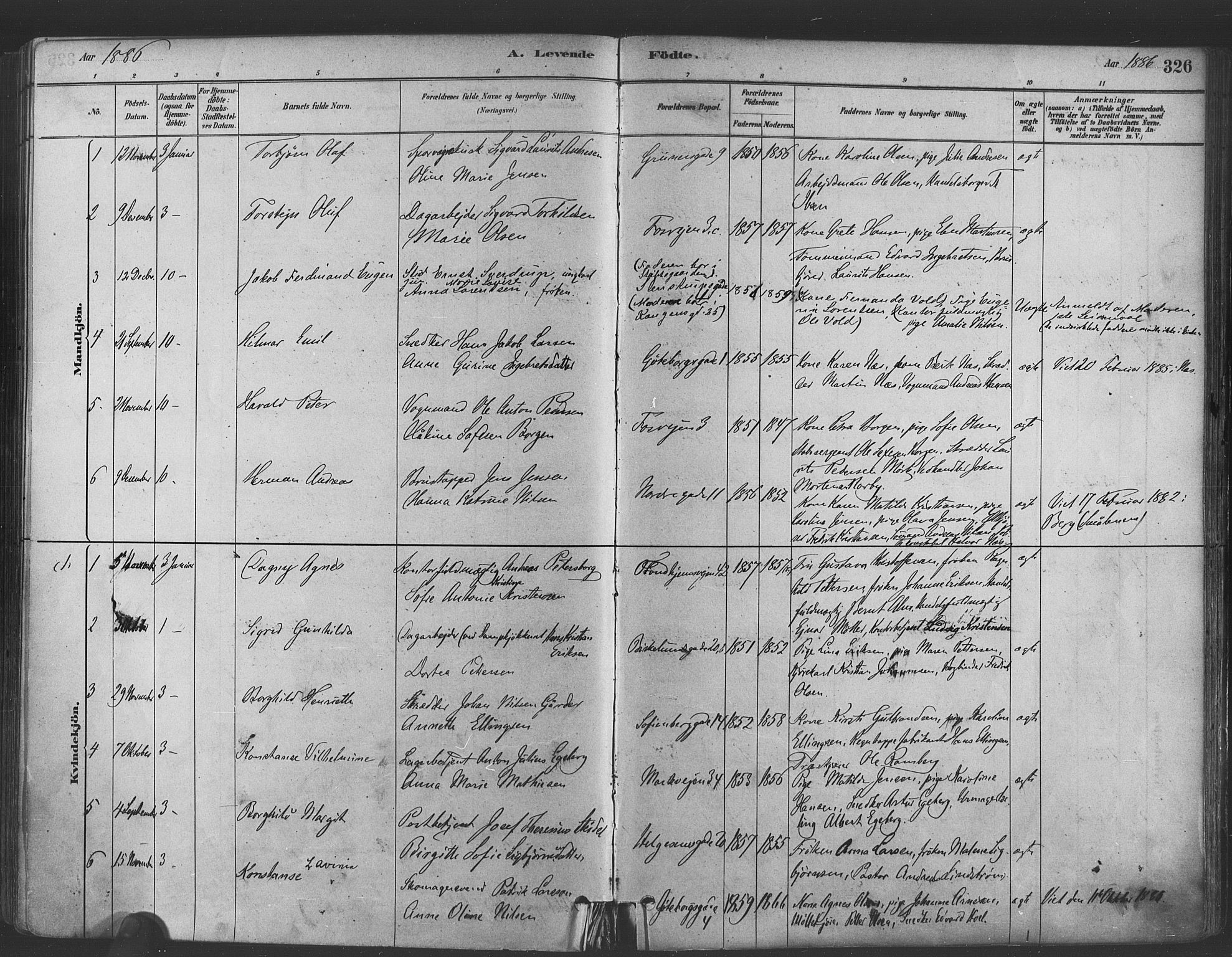 Paulus prestekontor Kirkebøker, AV/SAO-A-10871/F/Fa/L0003: Parish register (official) no. 3, 1879-1887, p. 326