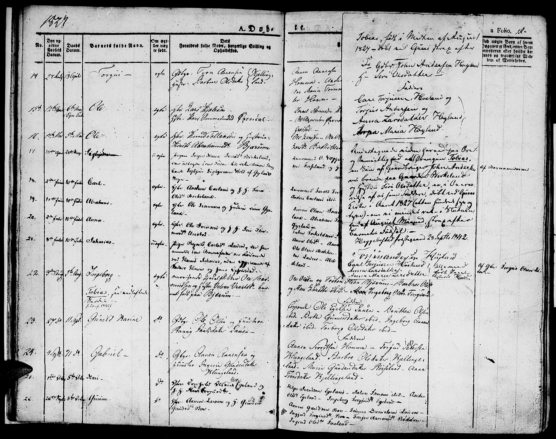 Hægebostad sokneprestkontor, SAK/1111-0024/F/Fa/Faa/L0003: Parish register (official) no. A 3 /1, 1825-1834, p. 12