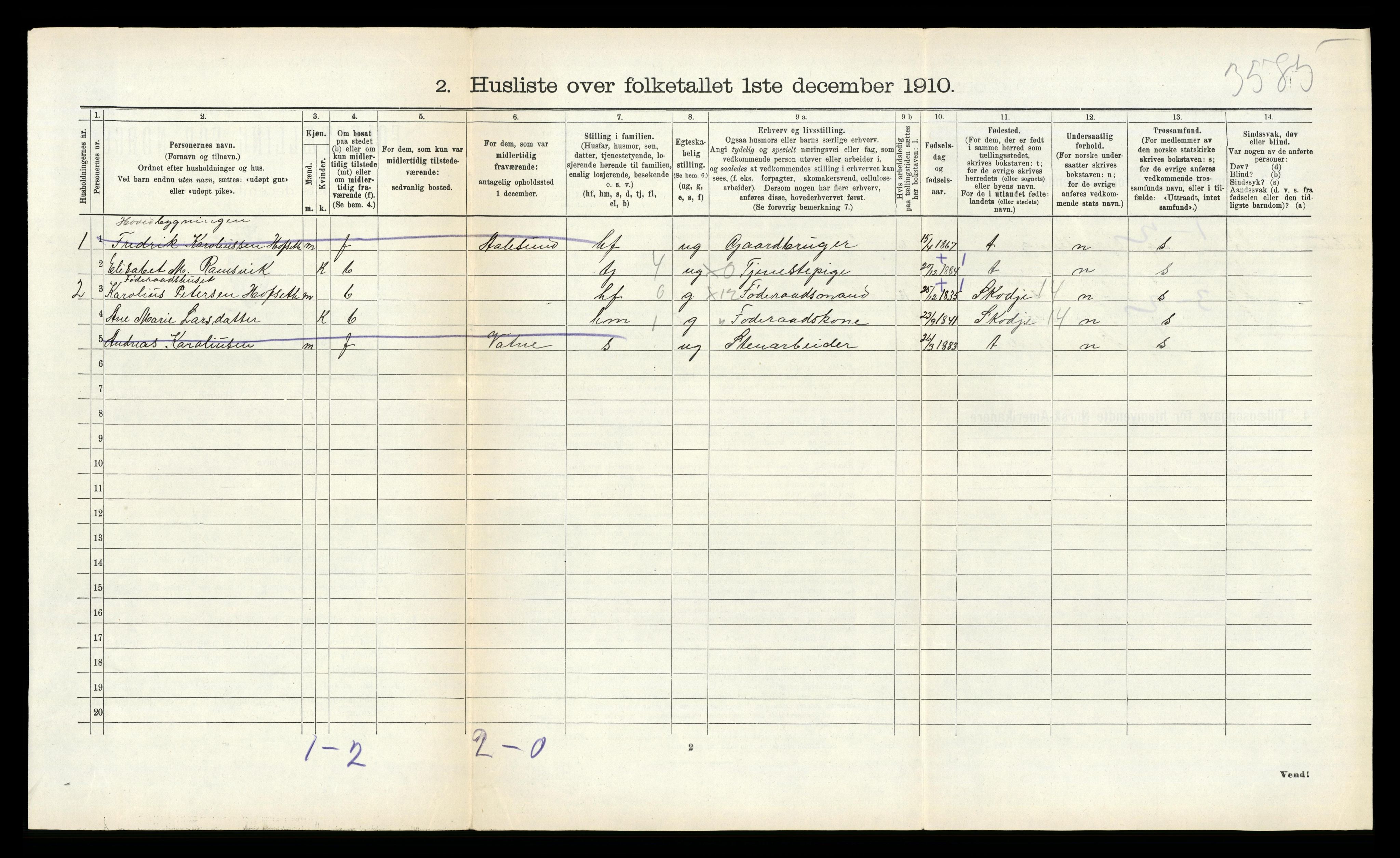 RA, 1910 census for Vatne, 1910, p. 420