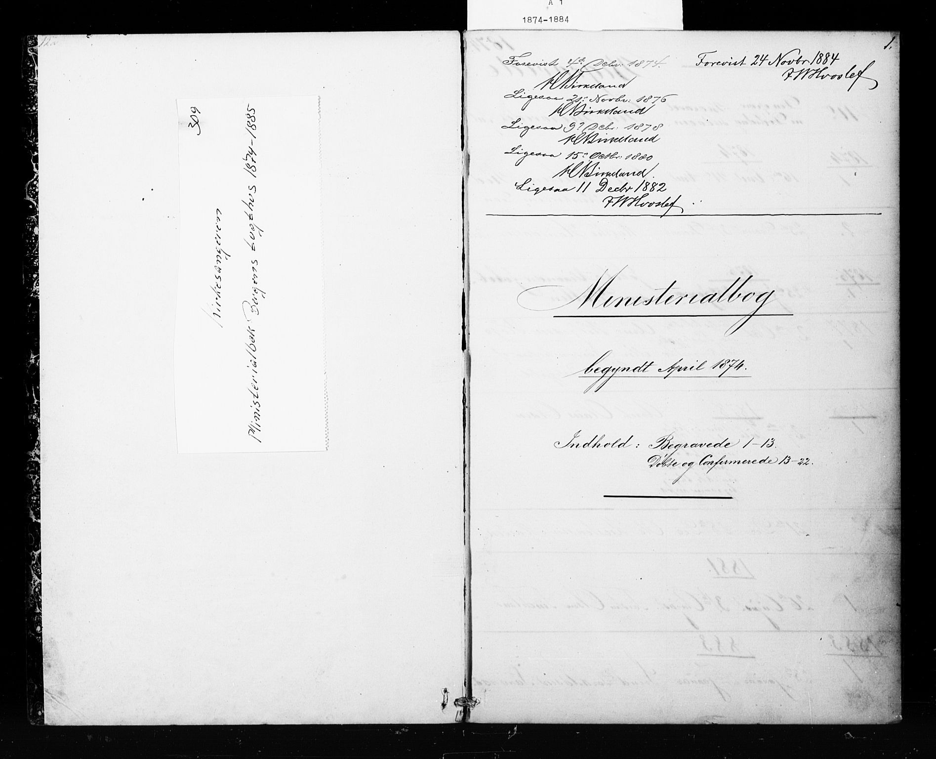 Bergens straffeanstalt, SAB/A-100323: Parish register (copy) no. A 1, 1874-1884, p. 1