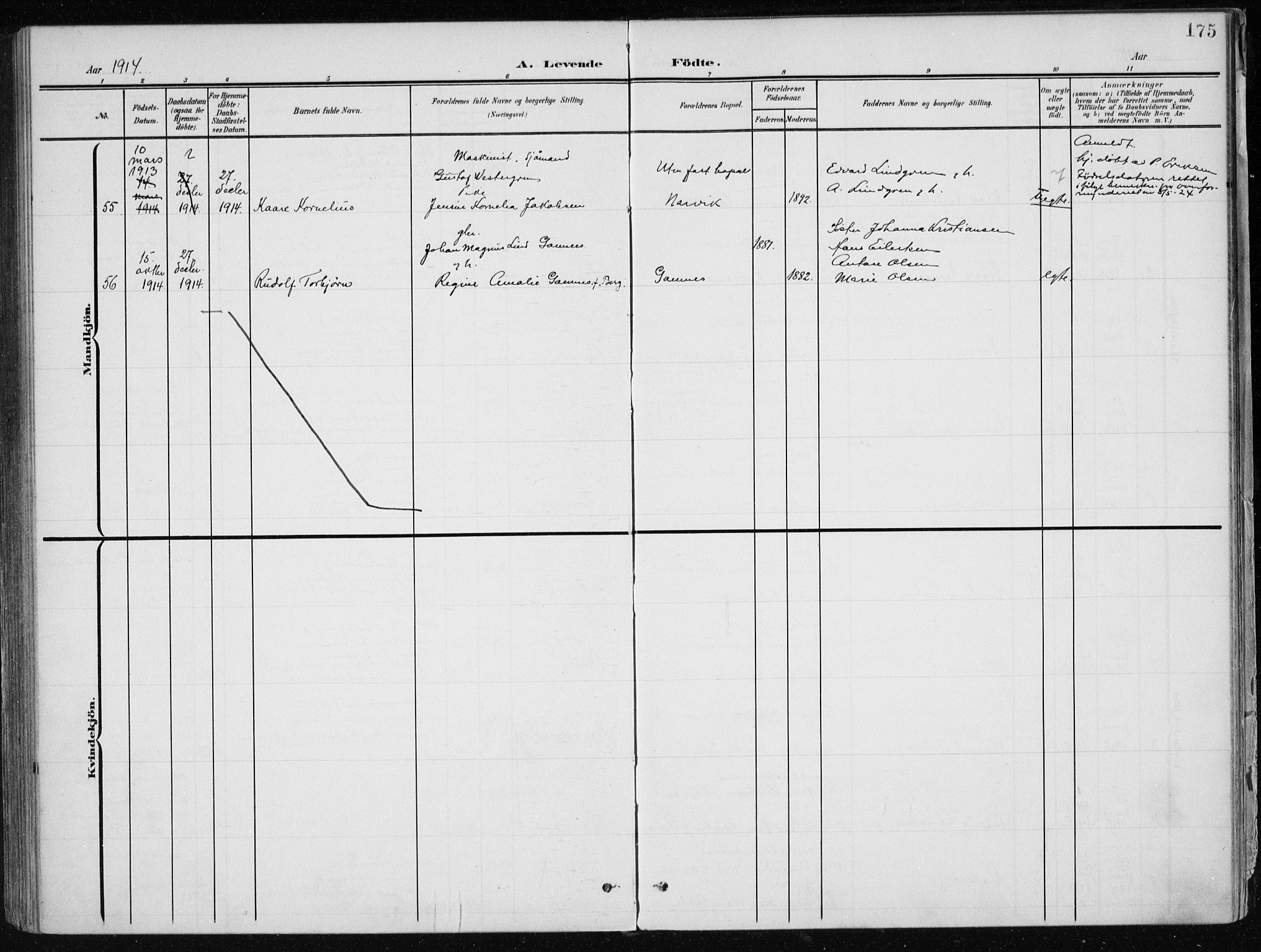 Ministerialprotokoller, klokkerbøker og fødselsregistre - Nordland, SAT/A-1459/866/L0941: Parish register (official) no. 866A04, 1901-1917, p. 175