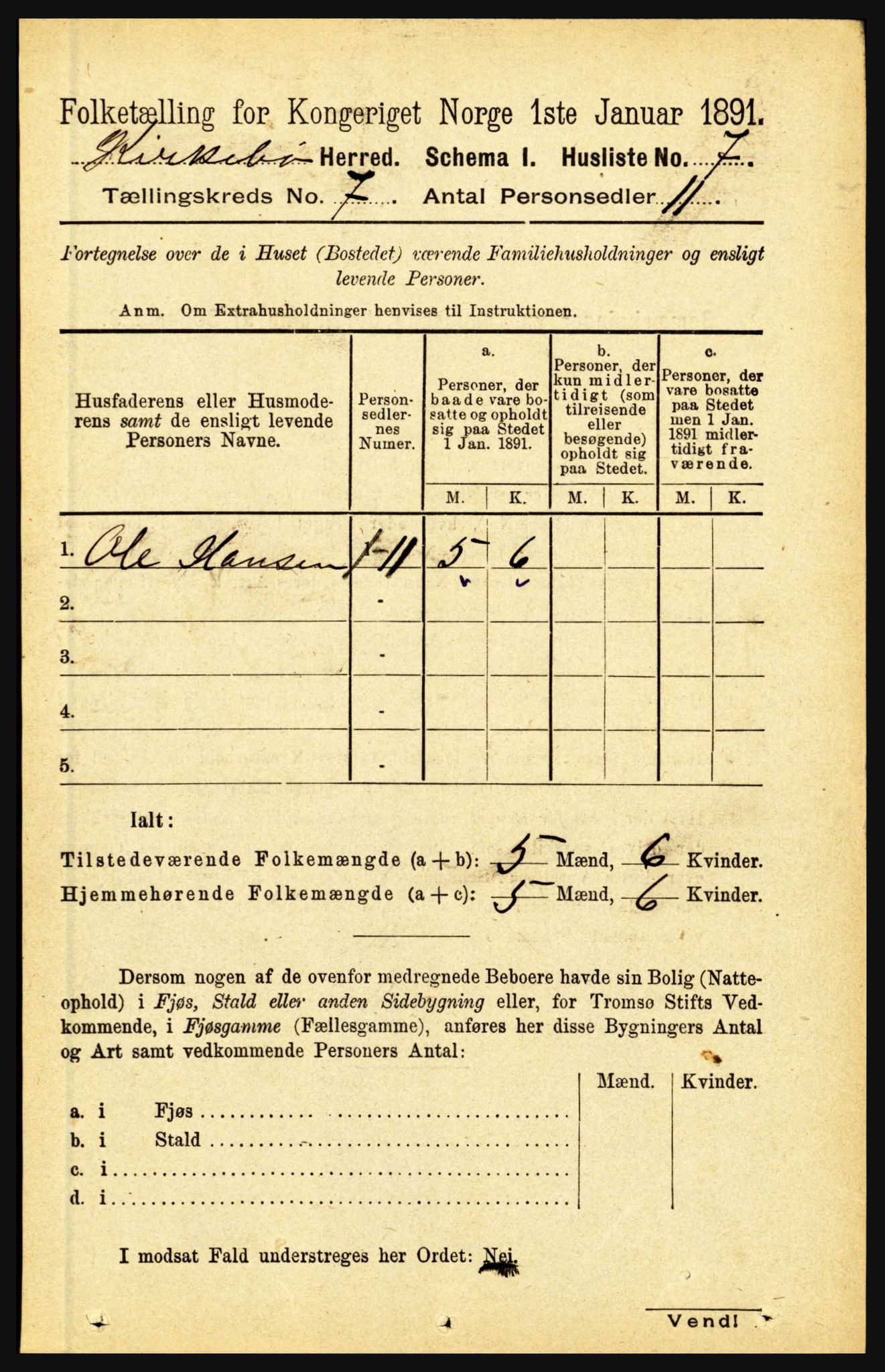 RA, 1891 census for 1416 Kyrkjebø, 1891, p. 1812