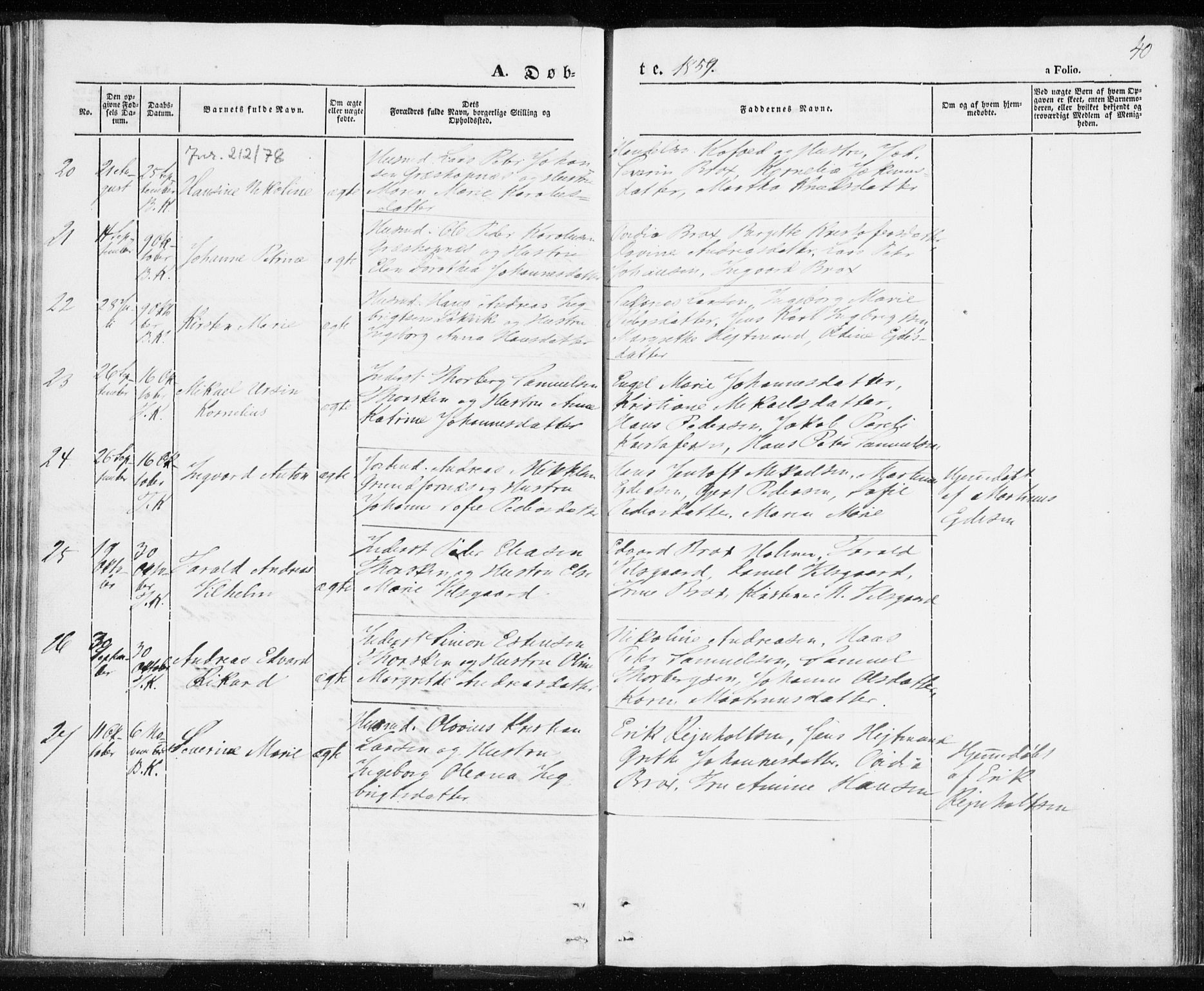 Berg sokneprestkontor, SATØ/S-1318/G/Ga/Gaa/L0001kirke: Parish register (official) no. 1, 1846-1859, p. 40