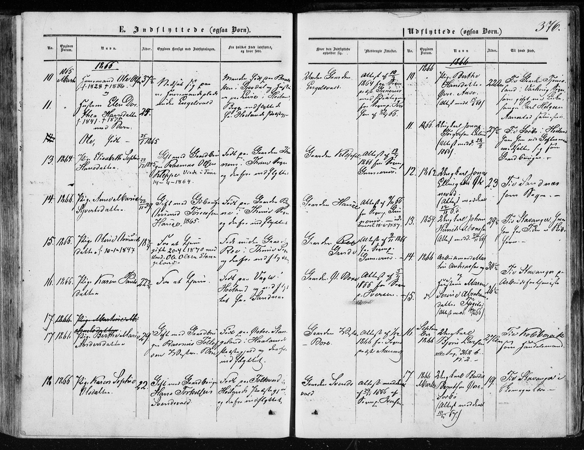 Klepp sokneprestkontor, AV/SAST-A-101803/001/3/30BA/L0005: Parish register (official) no. A 5, 1853-1870, p. 376