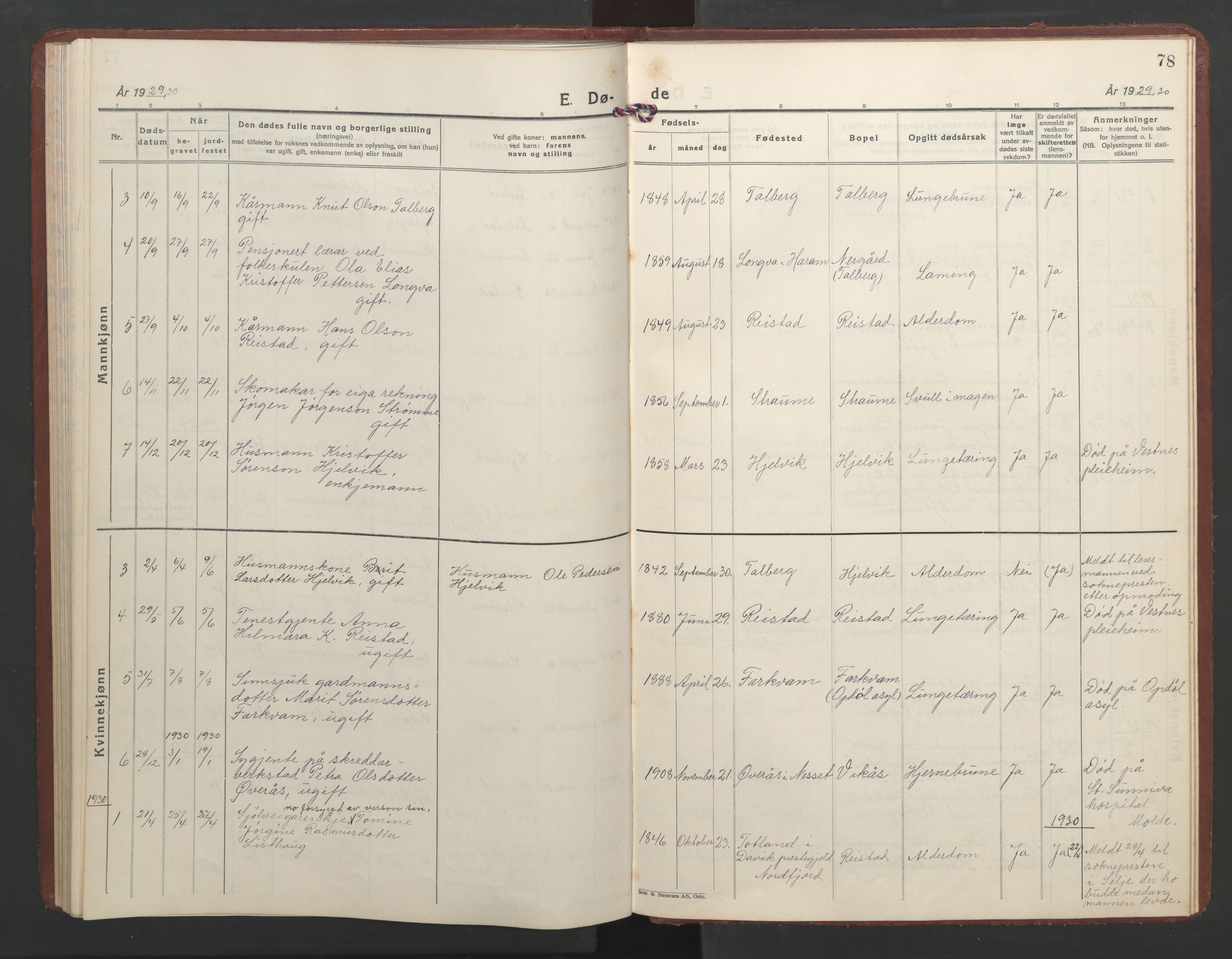 Ministerialprotokoller, klokkerbøker og fødselsregistre - Møre og Romsdal, AV/SAT-A-1454/550/L0619: Parish register (copy) no. 550C02, 1928-1967, p. 78