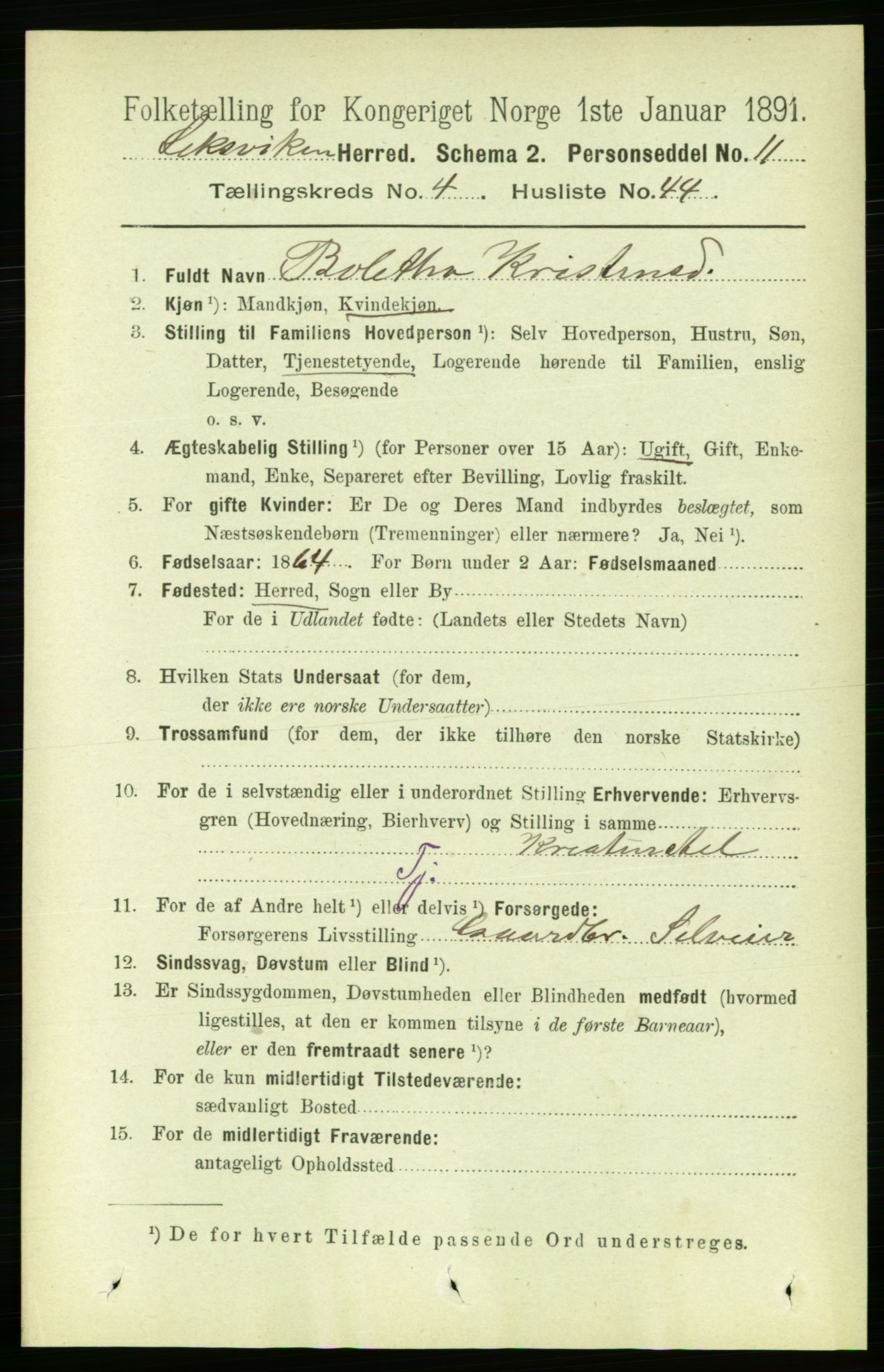 RA, 1891 census for 1718 Leksvik, 1891, p. 2191