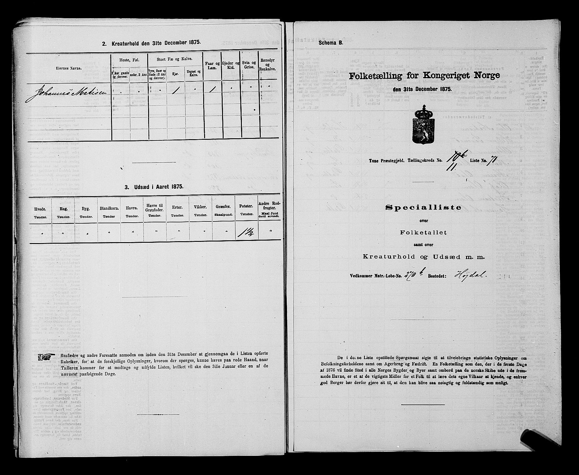 RA, 1875 census for 0130P Tune, 1875, p. 1858