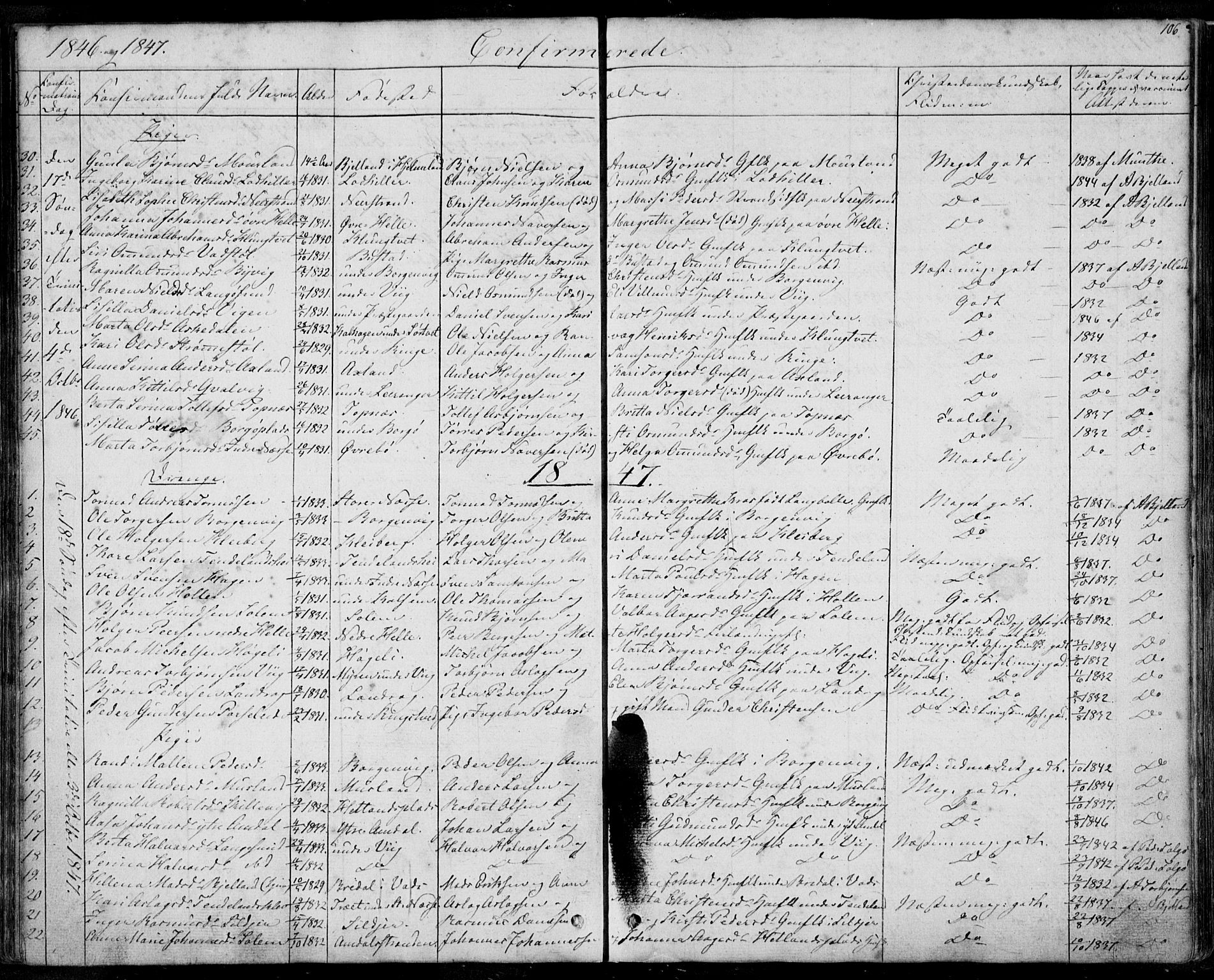 Nedstrand sokneprestkontor, SAST/A-101841/01/IV: Parish register (official) no. A 8, 1839-1860, p. 106
