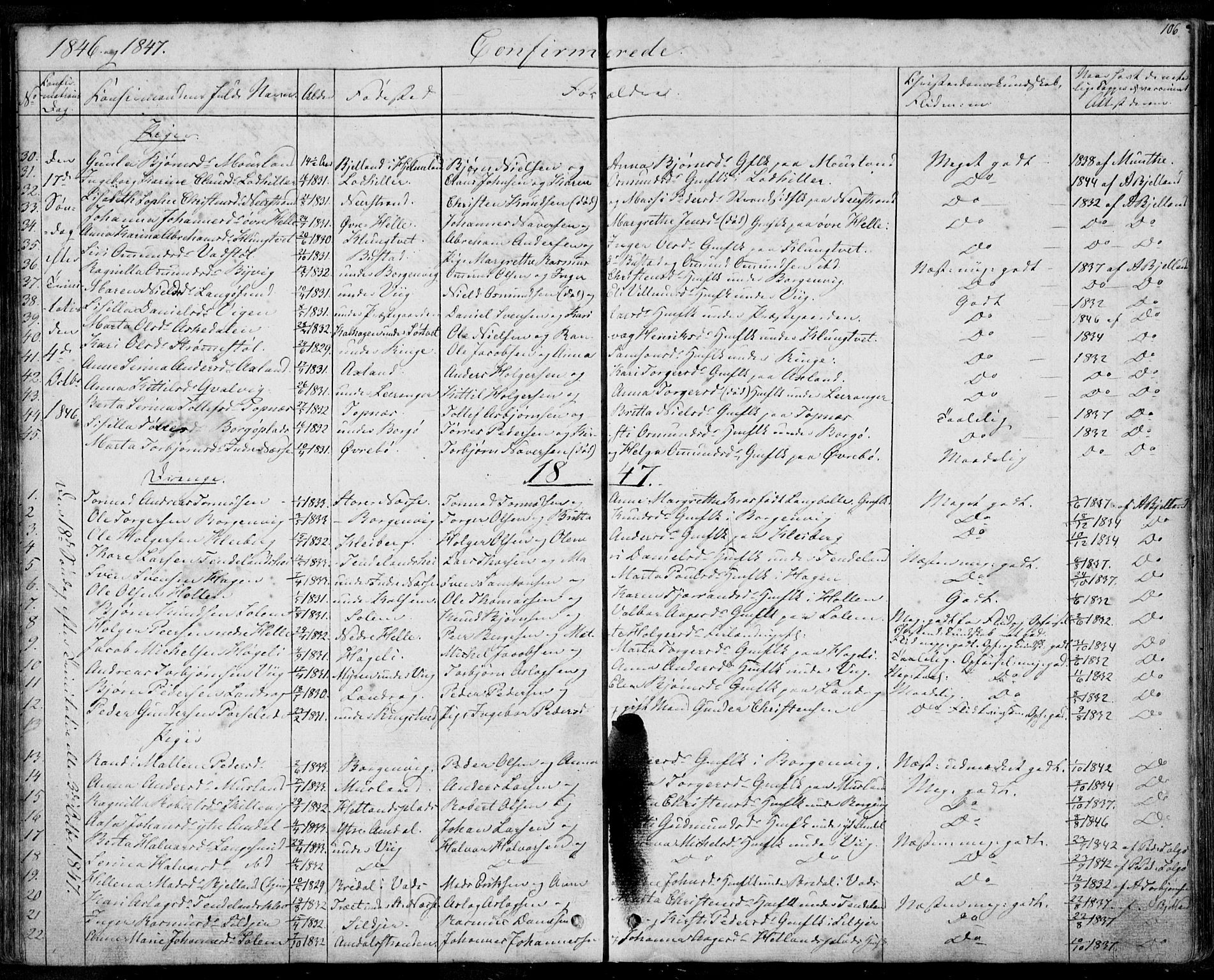 Nedstrand sokneprestkontor, AV/SAST-A-101841/01/IV: Parish register (official) no. A 8, 1839-1860, p. 106