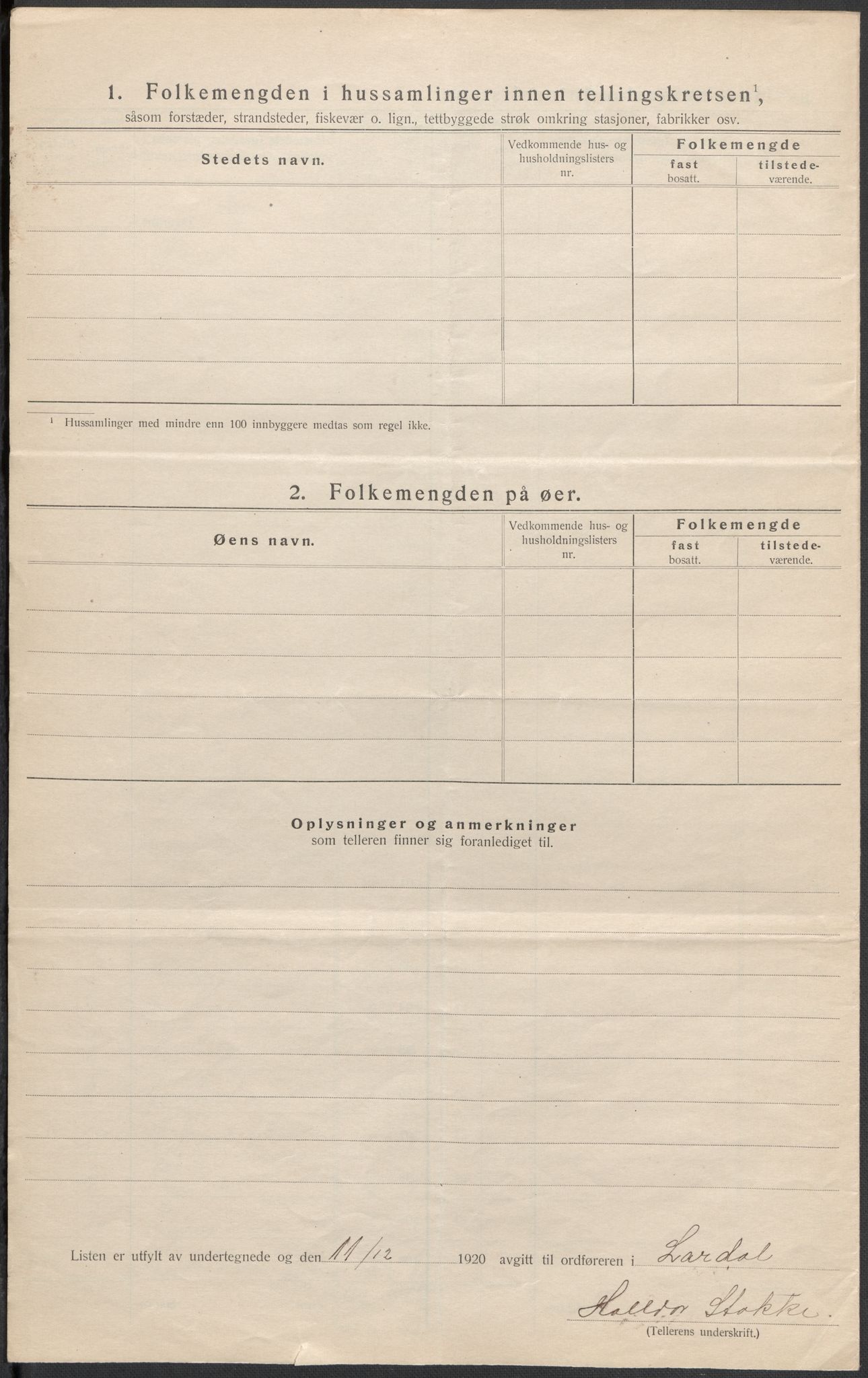 SAKO, 1920 census for Lardal, 1920, p. 10