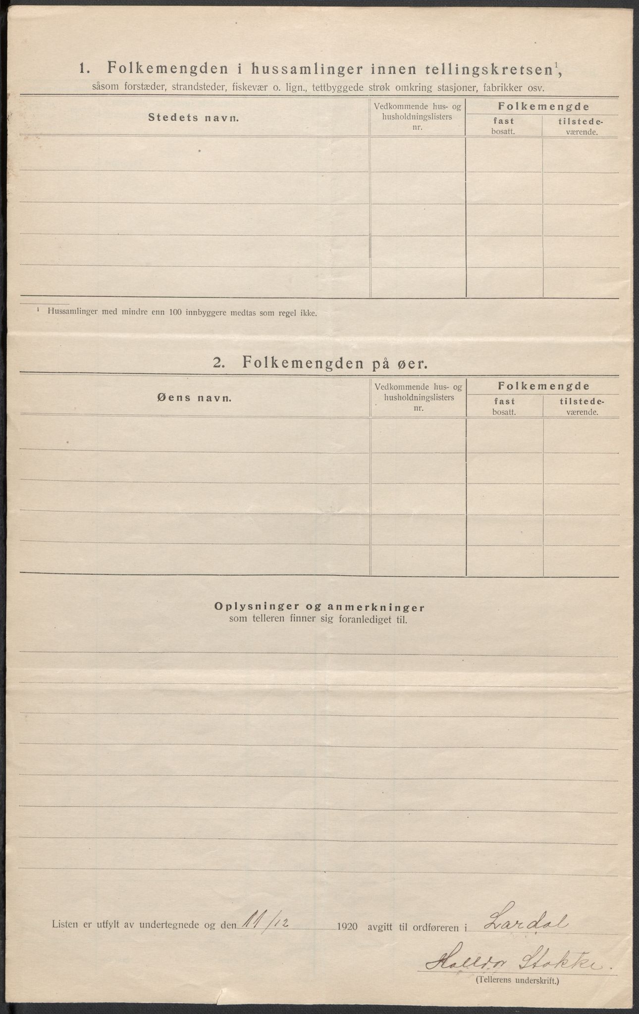SAKO, 1920 census for Lardal, 1920, p. 10