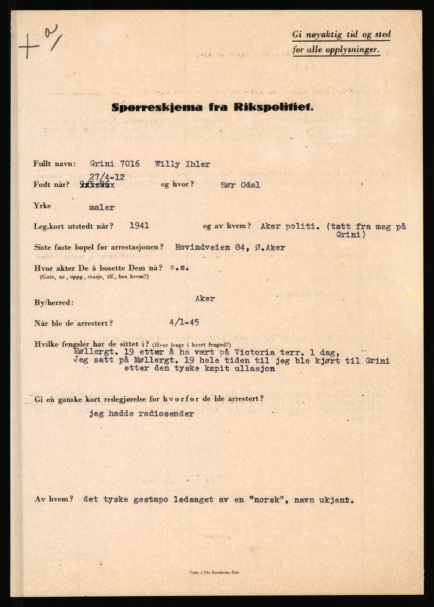 Rikspolitisjefen, AV/RA-S-1560/L/L0007: Heen, Erik C. - Iversen, Trygve, 1940-1945, p. 1083