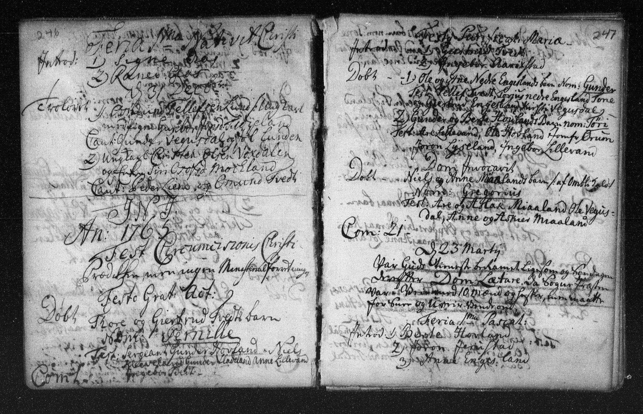 Herefoss sokneprestkontor, SAK/1111-0019/F/Fa/Fab/L0001: Parish register (official) no. A 1, 1704-1779, p. 246-247