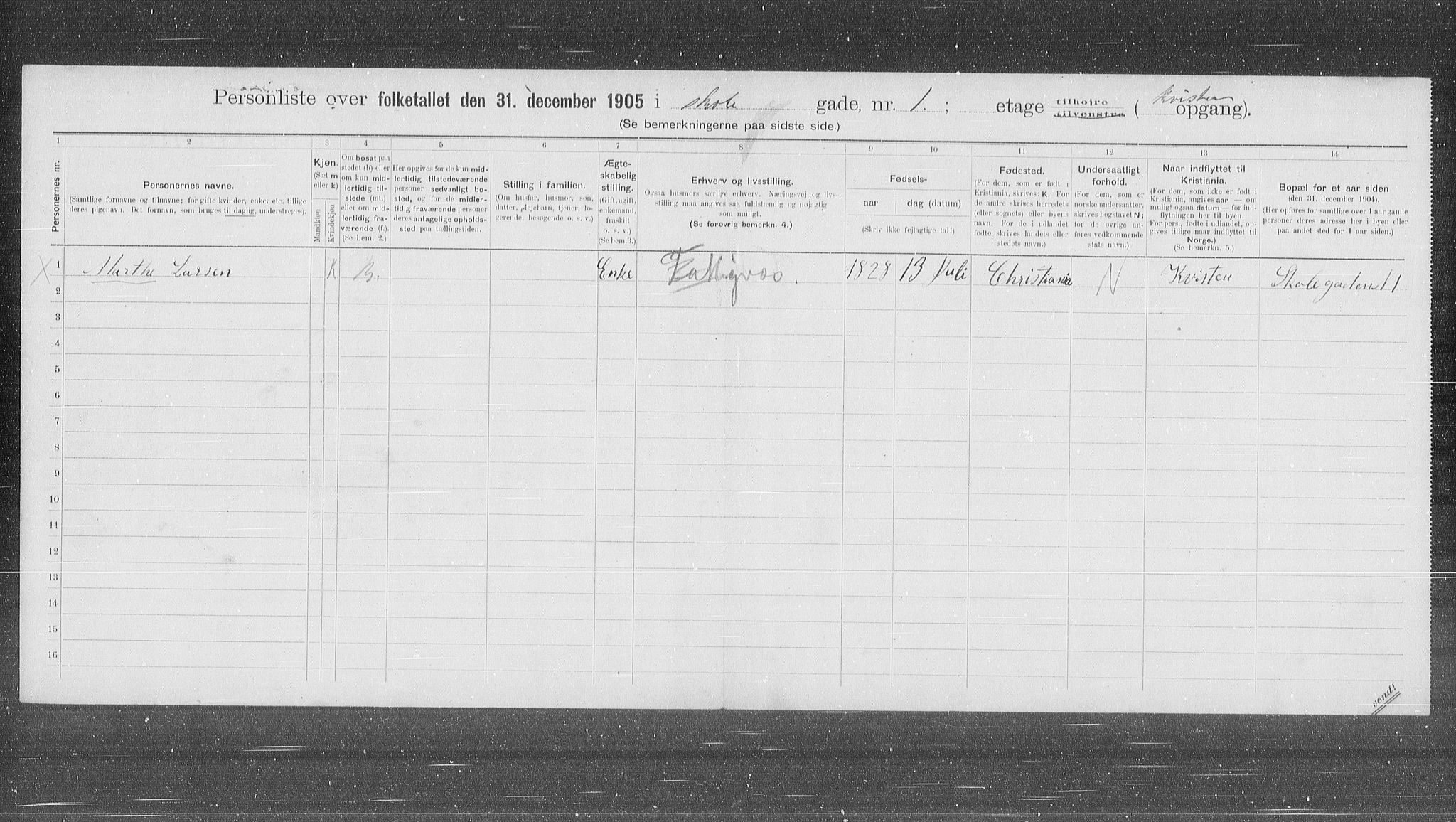 OBA, Municipal Census 1905 for Kristiania, 1905, p. 49904