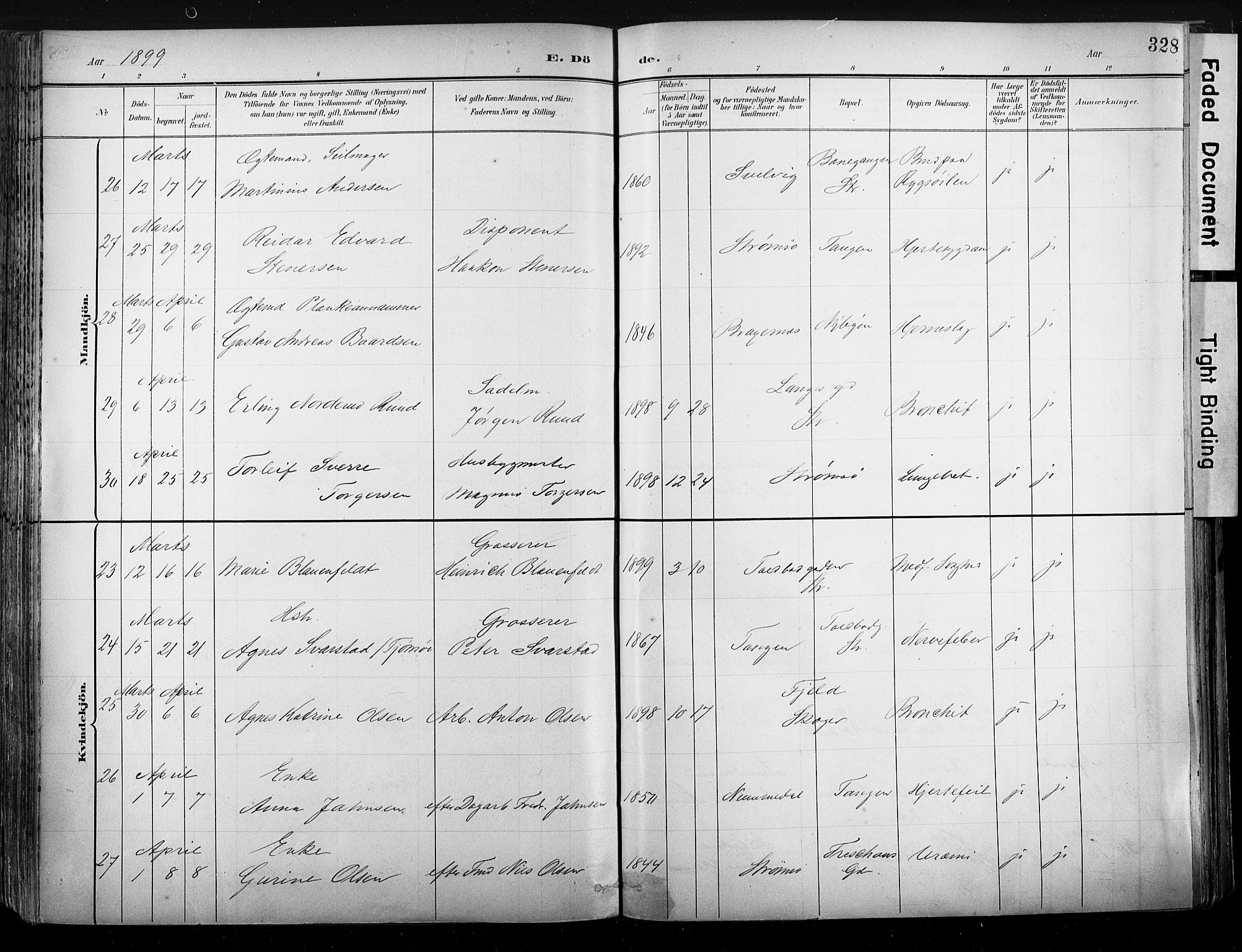 Strømsø kirkebøker, AV/SAKO-A-246/G/Ga/L0003: Parish register (copy) no. 3, 1894-1904, p. 328