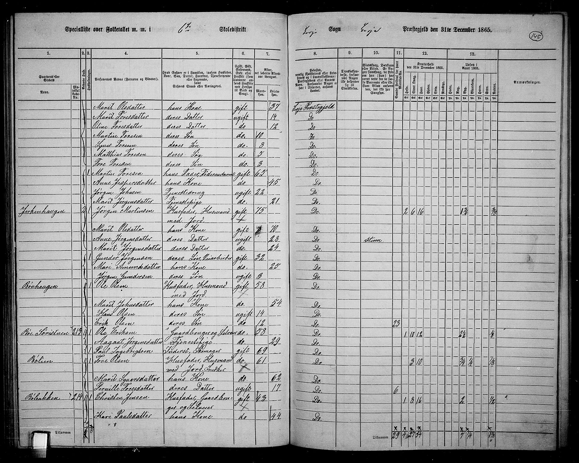 RA, 1865 census for Lesja, 1865, p. 132