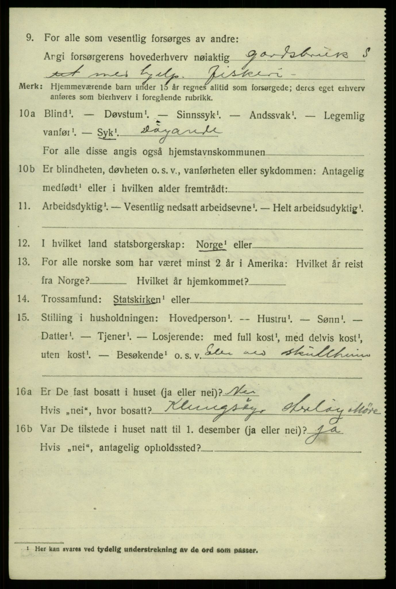 SAB, 1920 census for Kvam, 1920, p. 2042