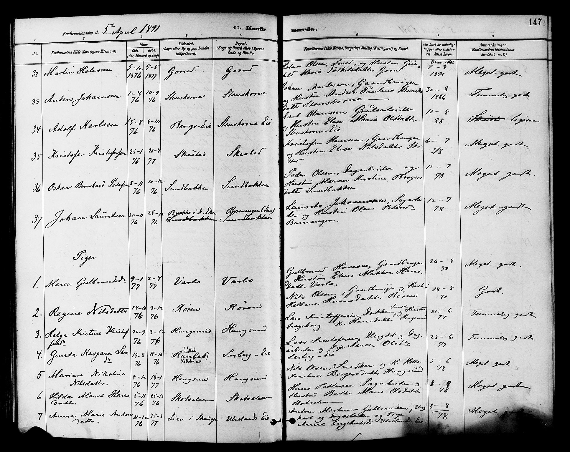 Eiker kirkebøker, SAKO/A-4/F/Fb/L0002: Parish register (official) no. II 2, 1889-1896, p. 147