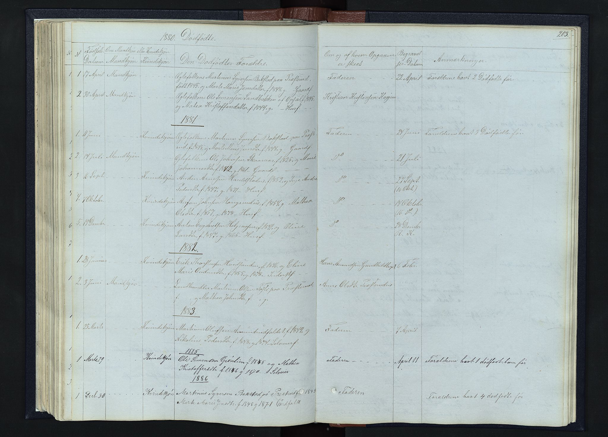 Romedal prestekontor, AV/SAH-PREST-004/L/L0010: Parish register (copy) no. 10, 1860-1895, p. 203