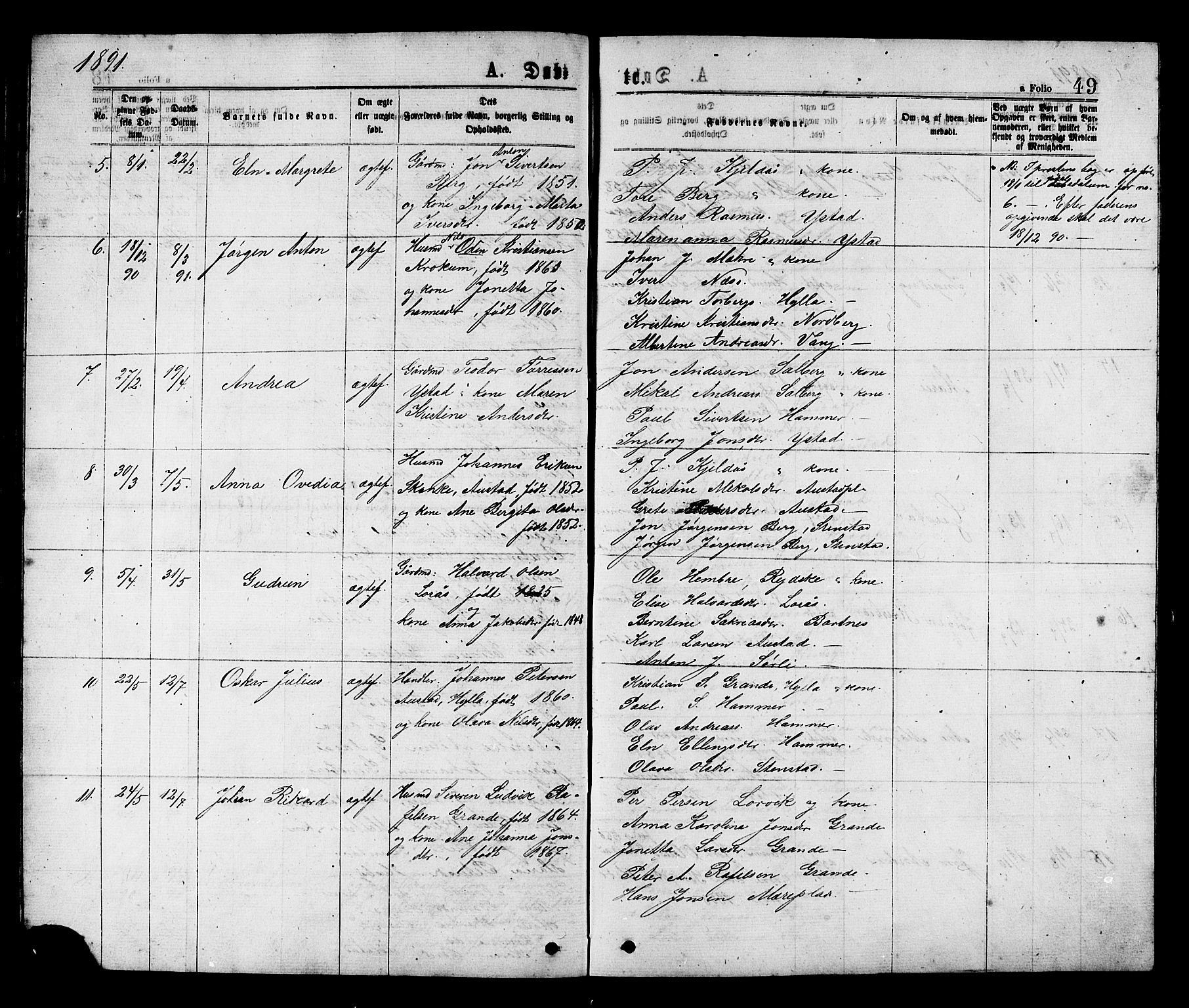 Ministerialprotokoller, klokkerbøker og fødselsregistre - Nord-Trøndelag, SAT/A-1458/731/L0311: Parish register (copy) no. 731C02, 1875-1911, p. 49