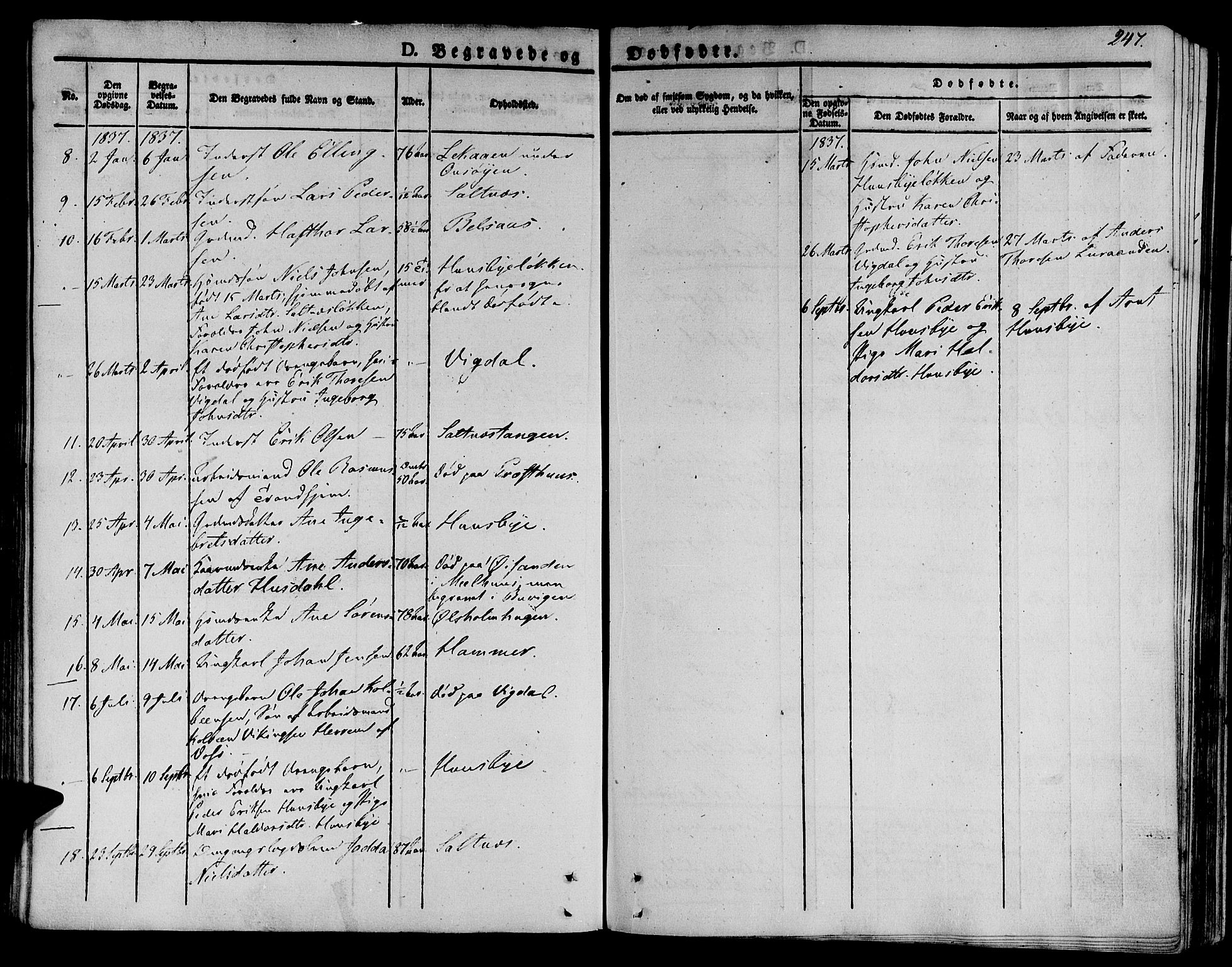 Ministerialprotokoller, klokkerbøker og fødselsregistre - Sør-Trøndelag, SAT/A-1456/612/L0375: Parish register (official) no. 612A07 /2, 1829-1845, p. 247