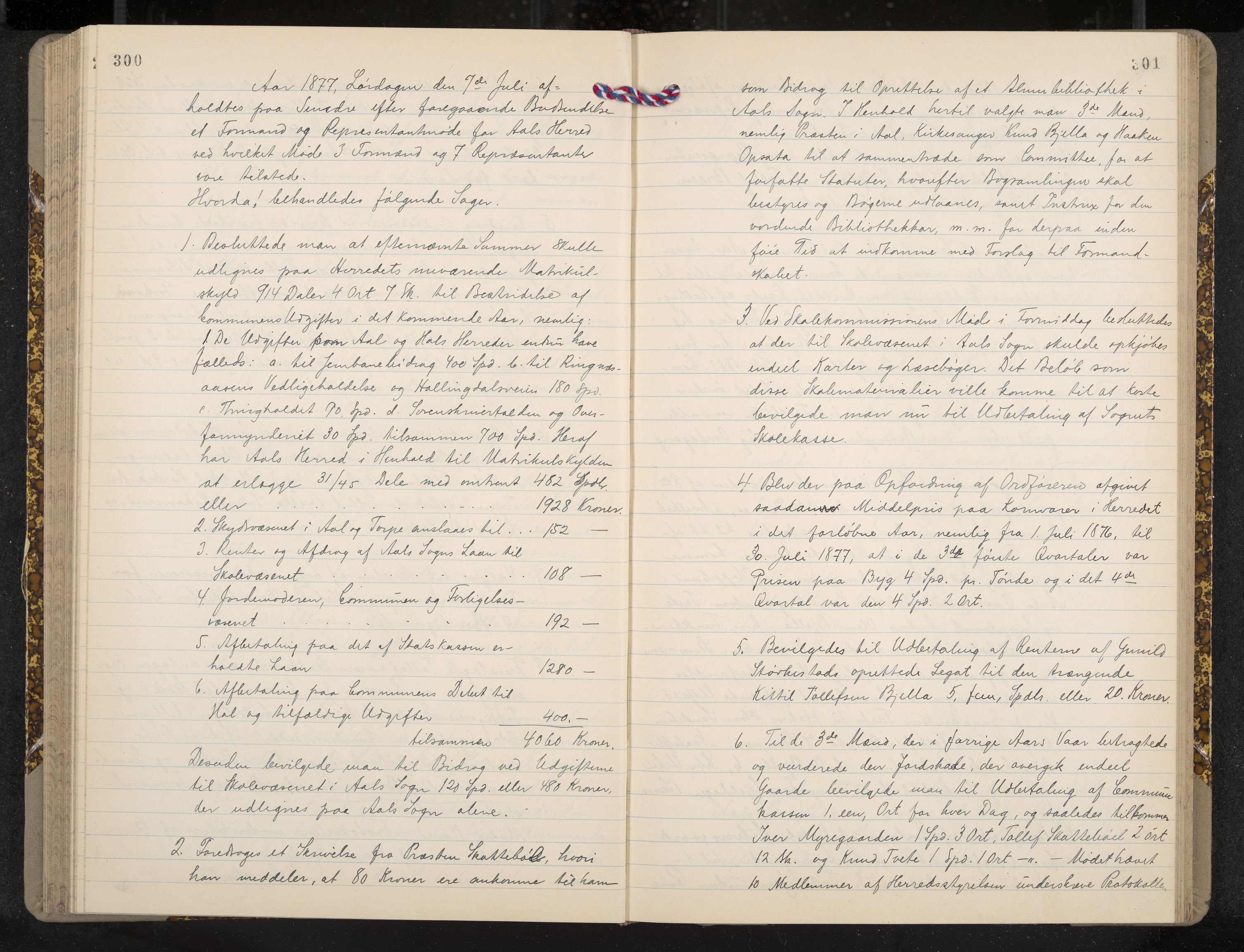 Ål formannskap og sentraladministrasjon, IKAK/0619021/A/Aa/L0003: Utskrift av møtebok, 1864-1880, p. 300-301