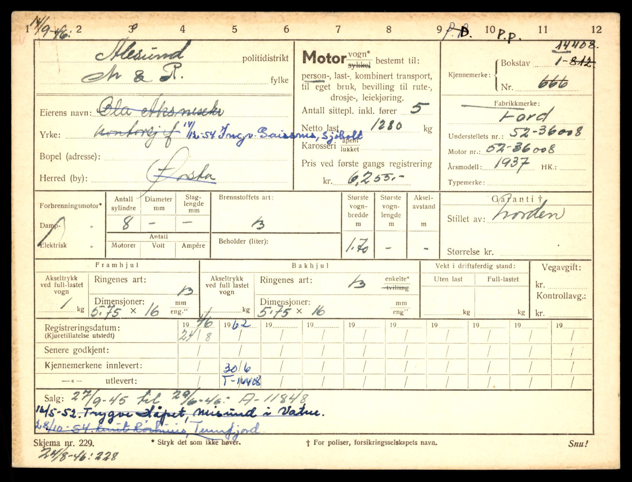 Møre og Romsdal vegkontor - Ålesund trafikkstasjon, AV/SAT-A-4099/F/Fe/L0045: Registreringskort for kjøretøy T 14320 - T 14444, 1927-1998, p. 2255