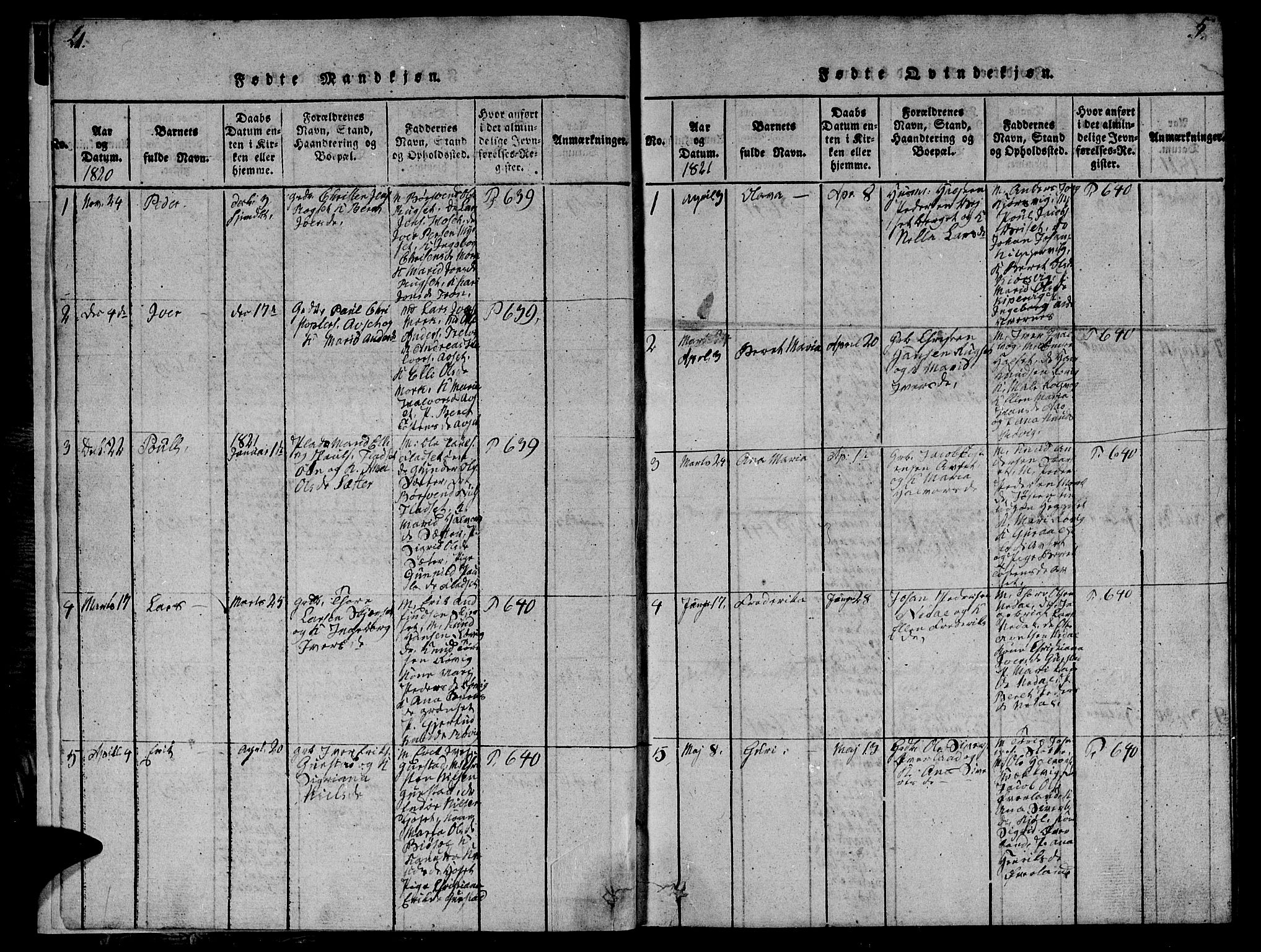 Ministerialprotokoller, klokkerbøker og fødselsregistre - Møre og Romsdal, SAT/A-1454/568/L0811: Parish register (copy) no. 568C01, 1819-1828, p. 4-5