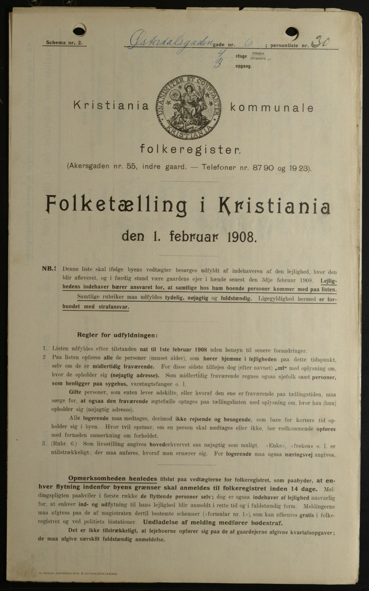 OBA, Municipal Census 1908 for Kristiania, 1908, p. 115900